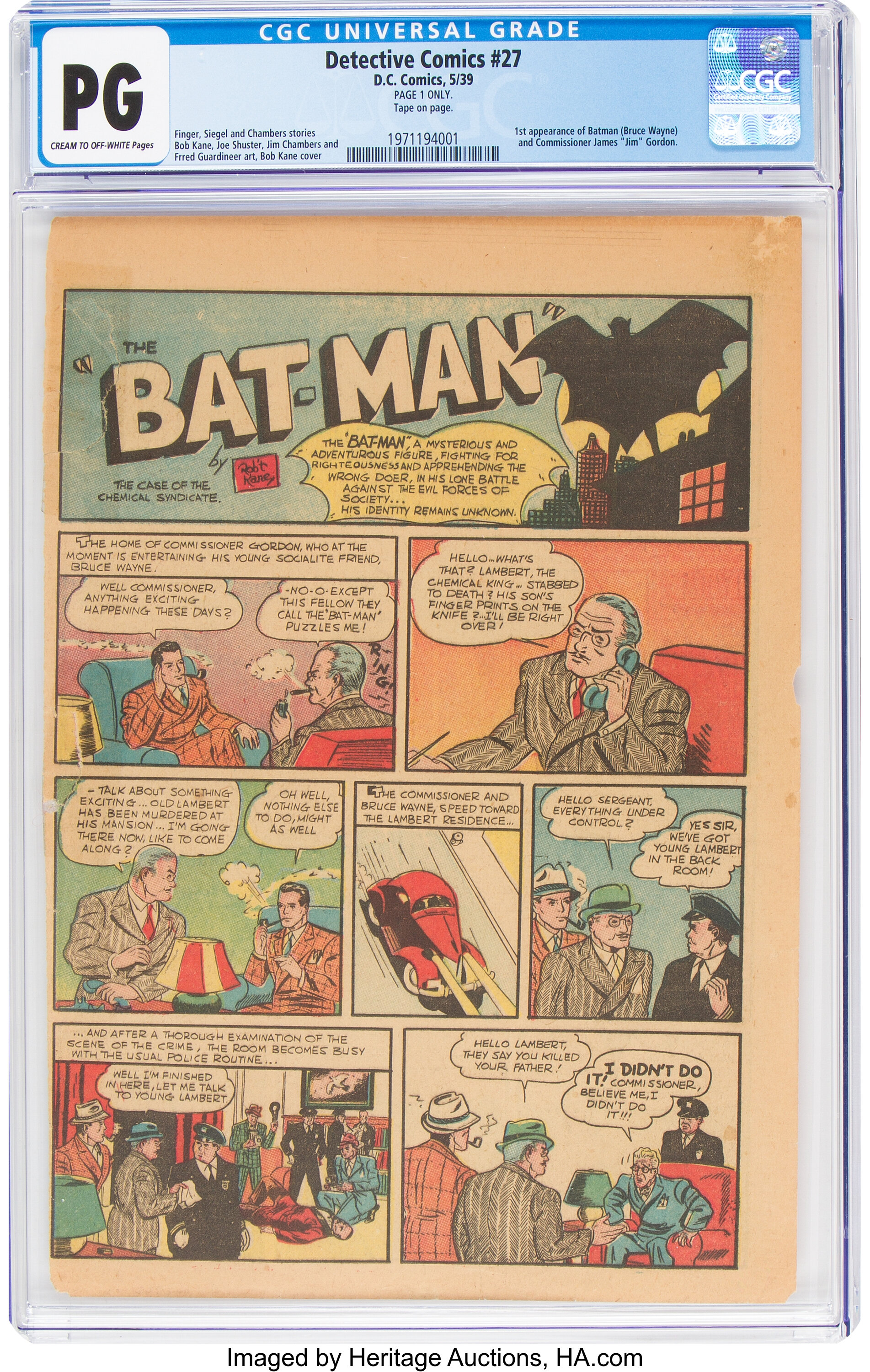 Goldin 1939 DC Detective Comics #27 Auction