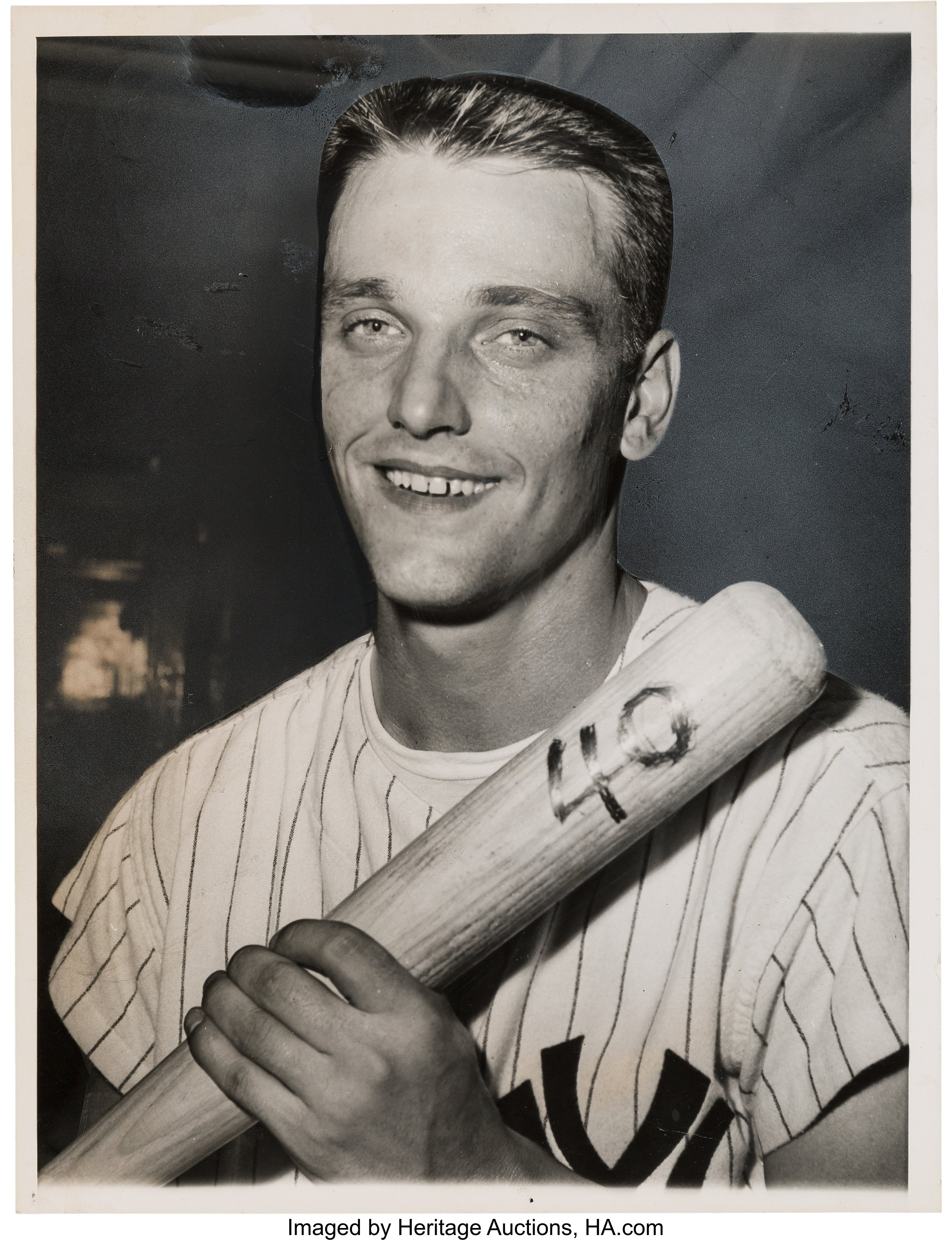 October 1, 1961 Roger Maris Holding 61 Jersey and 61st Home Run Baseball  Photograph by Brown Brothers (PSA/DNA Type I)