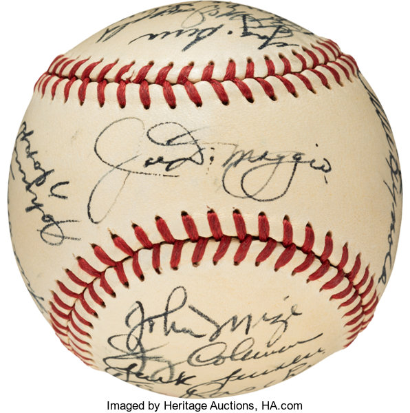 1951 New York Yankees Team-Signed Baseball Mantle & DiMaggio Signature