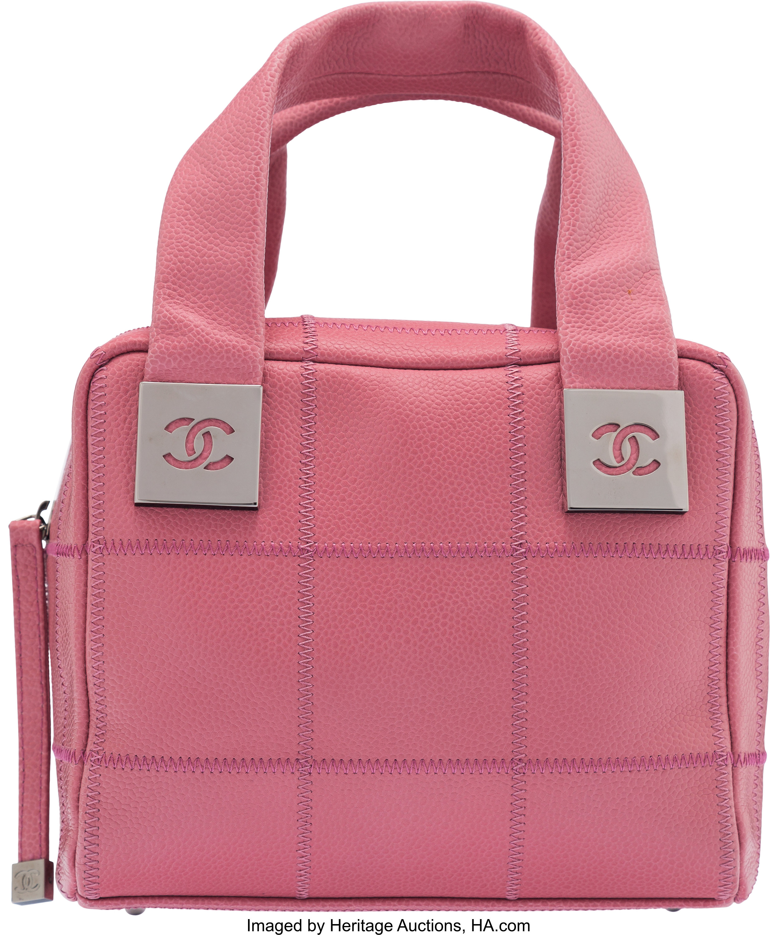 Chanel Pink Caviar Calfskin Square Stitch Handbag. Condition: 2., Lot  #14143
