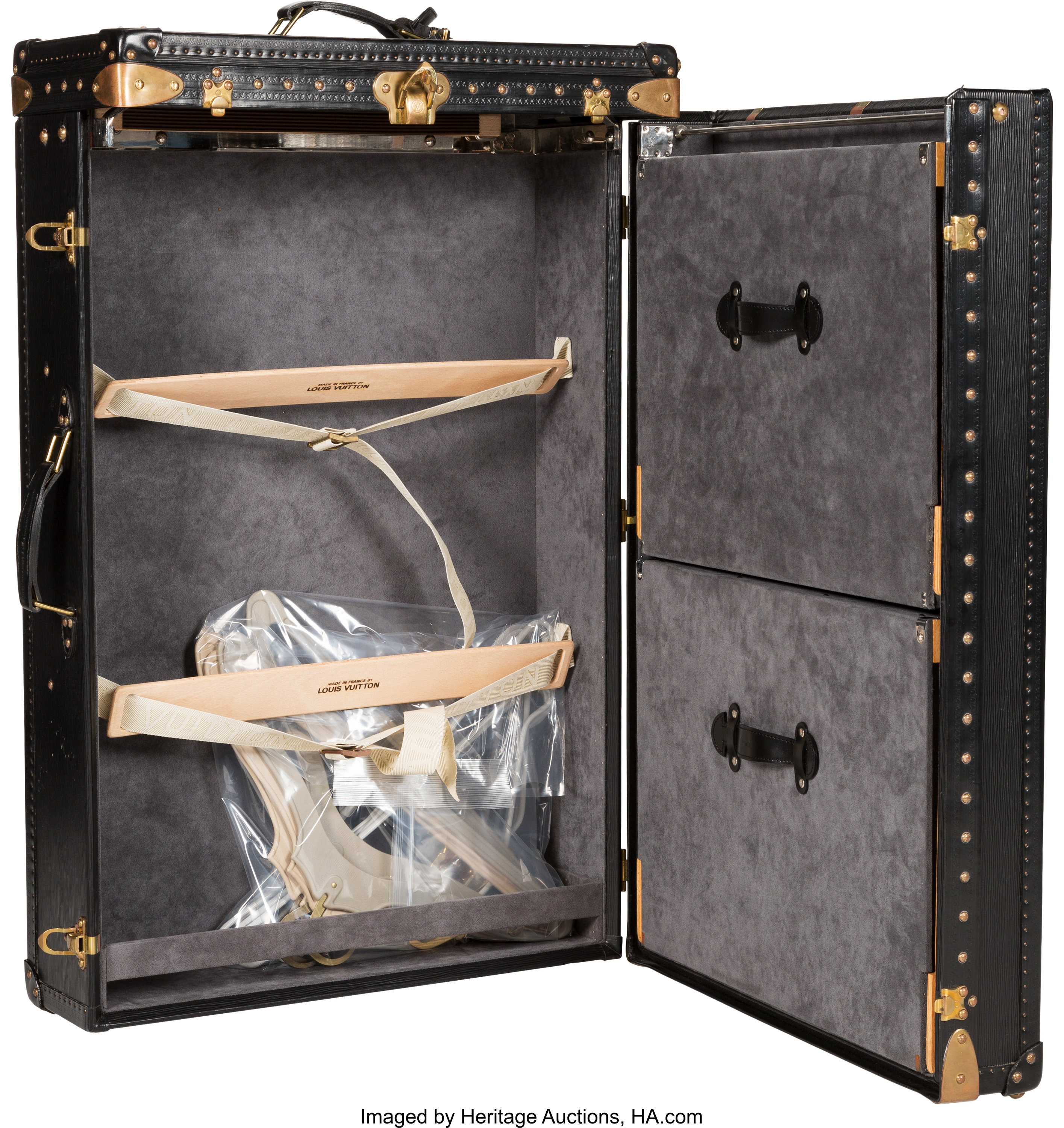 At Auction: Louis Vuitton, LOUIS VUITTON STEAMER TRUNK. AS FOUND