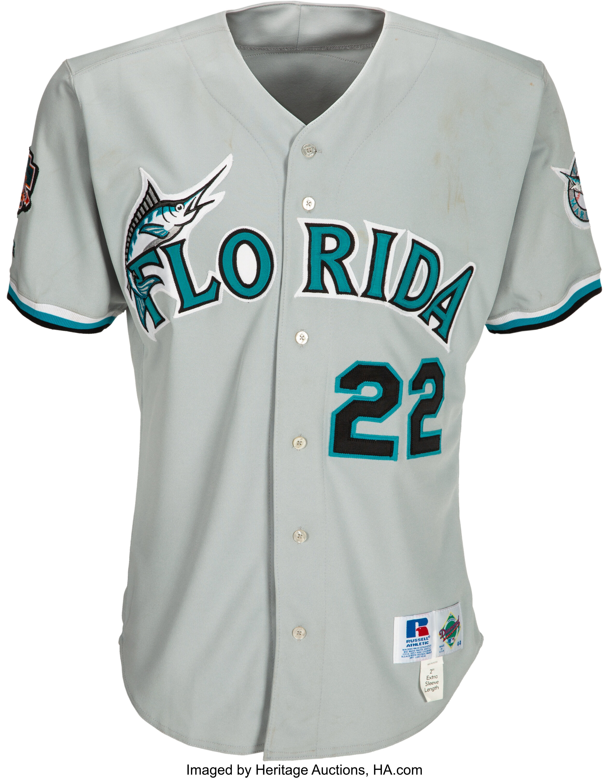 1997 Florida Marlins Game Worn Jersey from The Devon White, Lot #50157