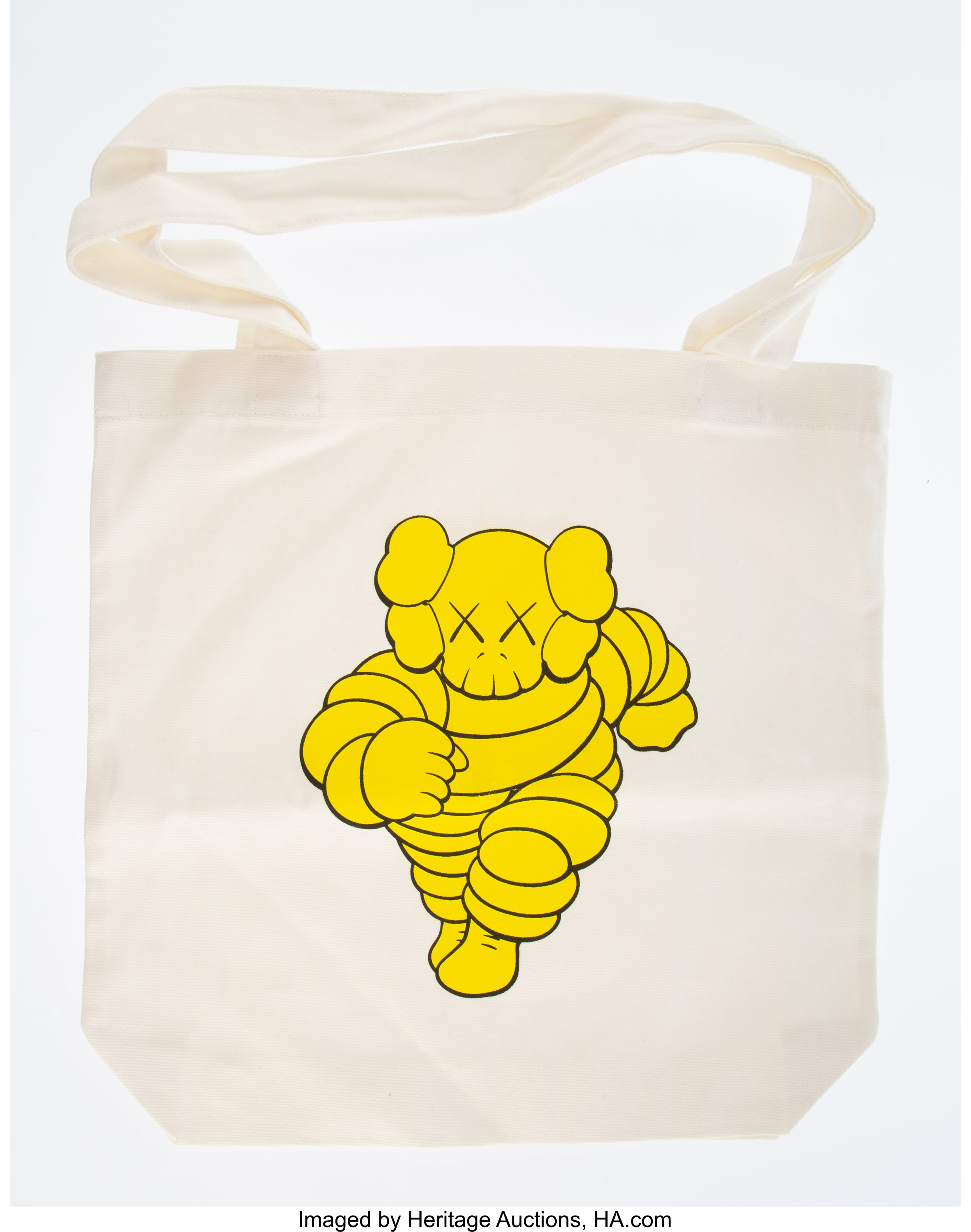 KAWS X NGV. Running Chum, tote bag, 2019. Cloth sack. 17 x 17