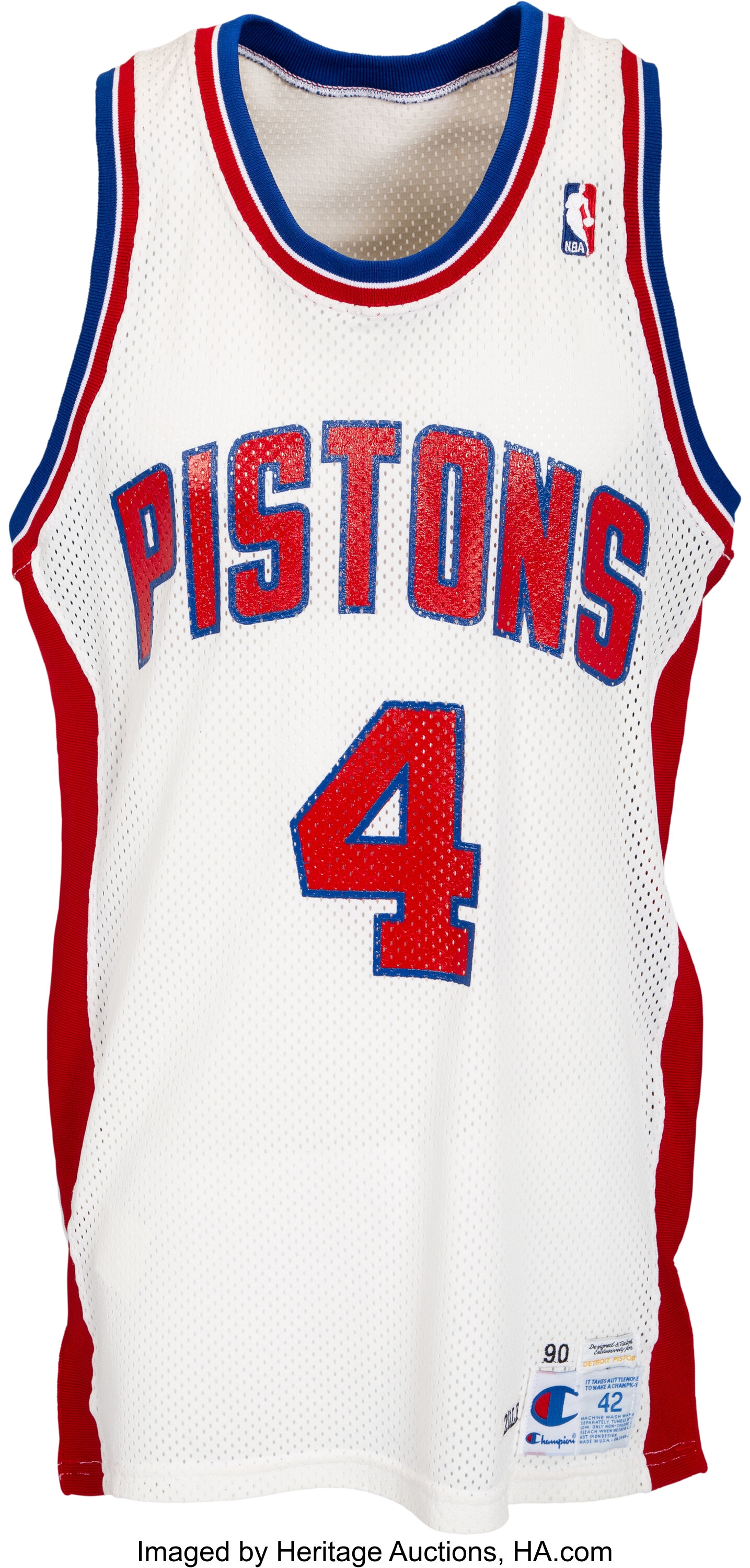 Vtg 90s Champion Detroit Pistons Team Issued NBA Basketball Pants White  93/94 36