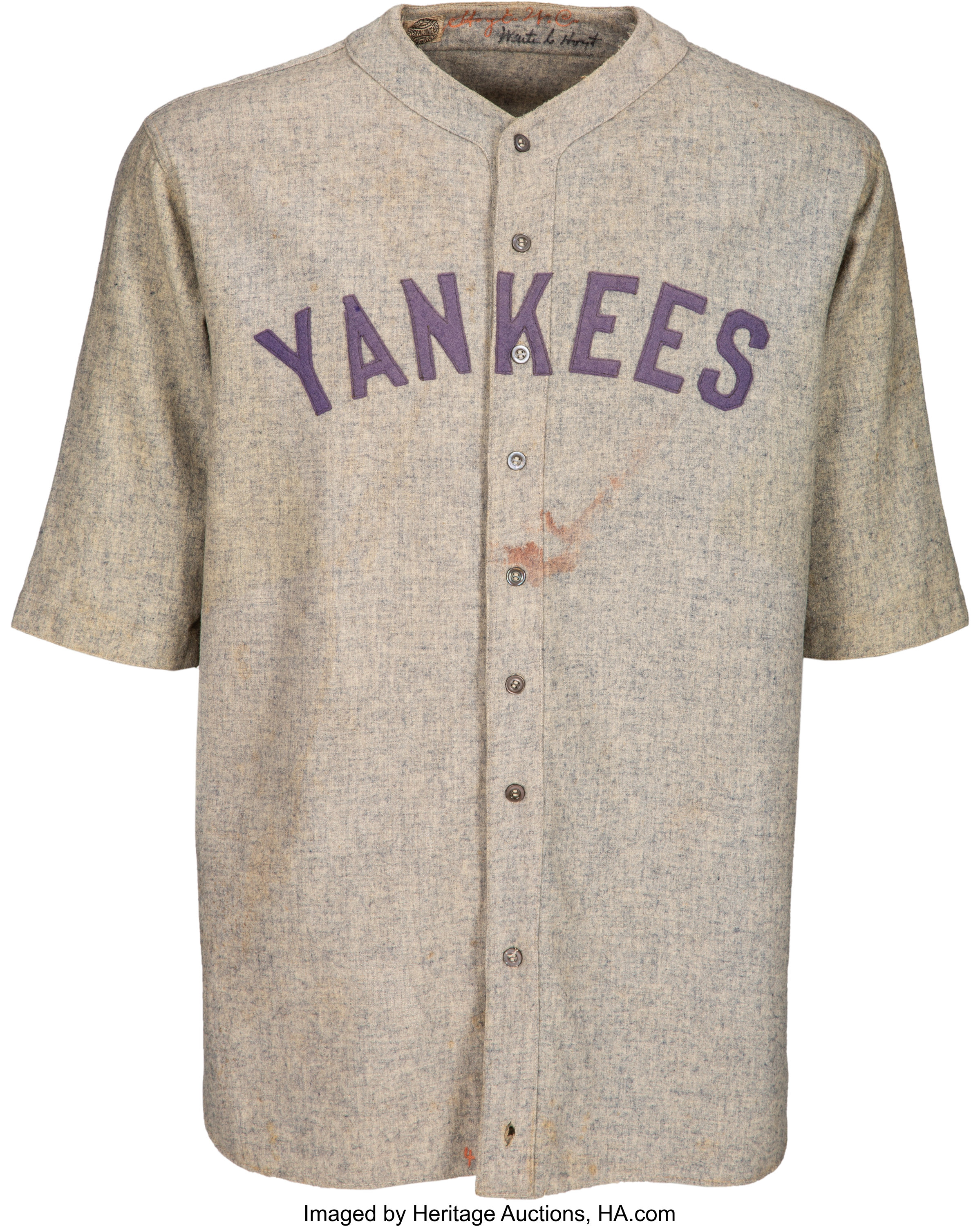 1927-28 Waite Hoyt Game Worn & Signed New York Yankees Jersey