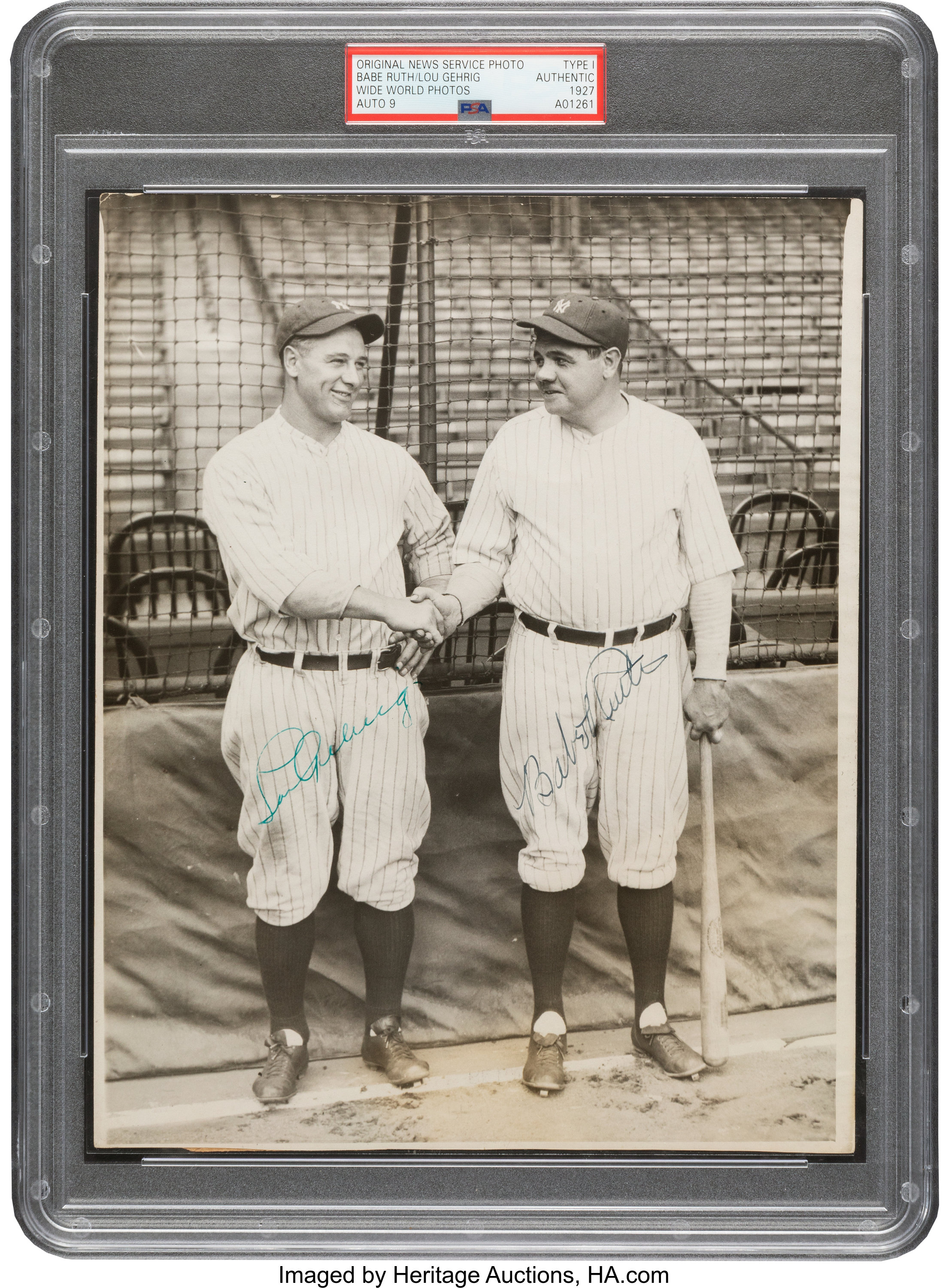 Lou Gehrig Signed 1927 Barnstorming Tour 8x10 Photo with Babe Ruth Beckett