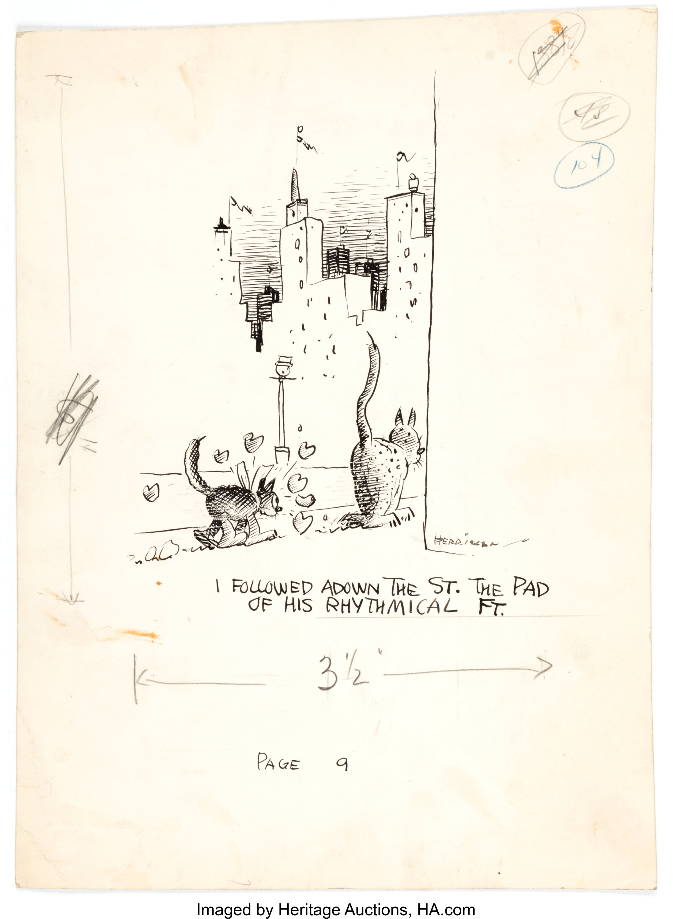 George Herriman archy and mehitabel Illustration Original Art | Lot ...