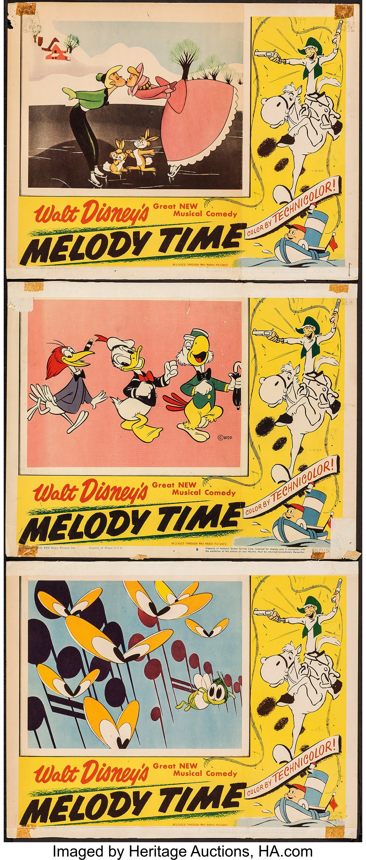 Melody Time (RKO, Folded, Fine. Lobby Cards (3) (11" X | Lot #51292 | Heritage Auctions