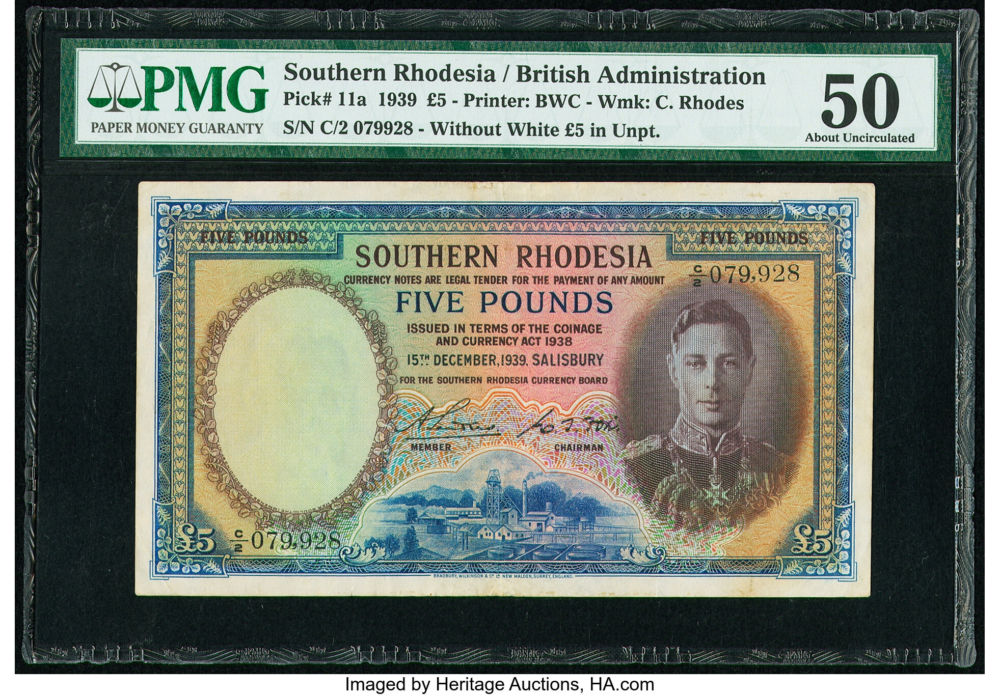 1957 1961 1964 1966 5 Pound Banknotes of Bank of Rhodesia