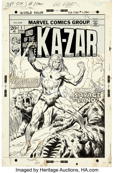 John Buscema Ka-Zar #1 Cover Original Art (Marvel, 1974