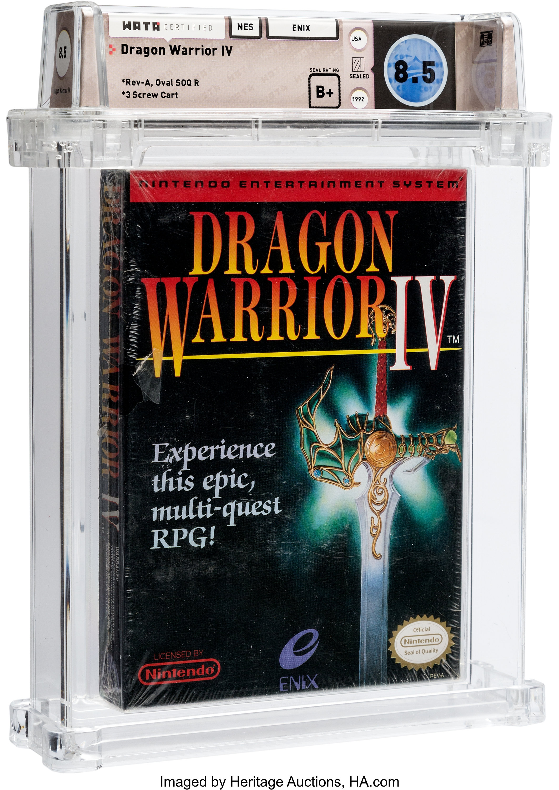 Dragon Warrior IV Wata 8.5 B+ Sealed NES Enix 1992 USA.... Video