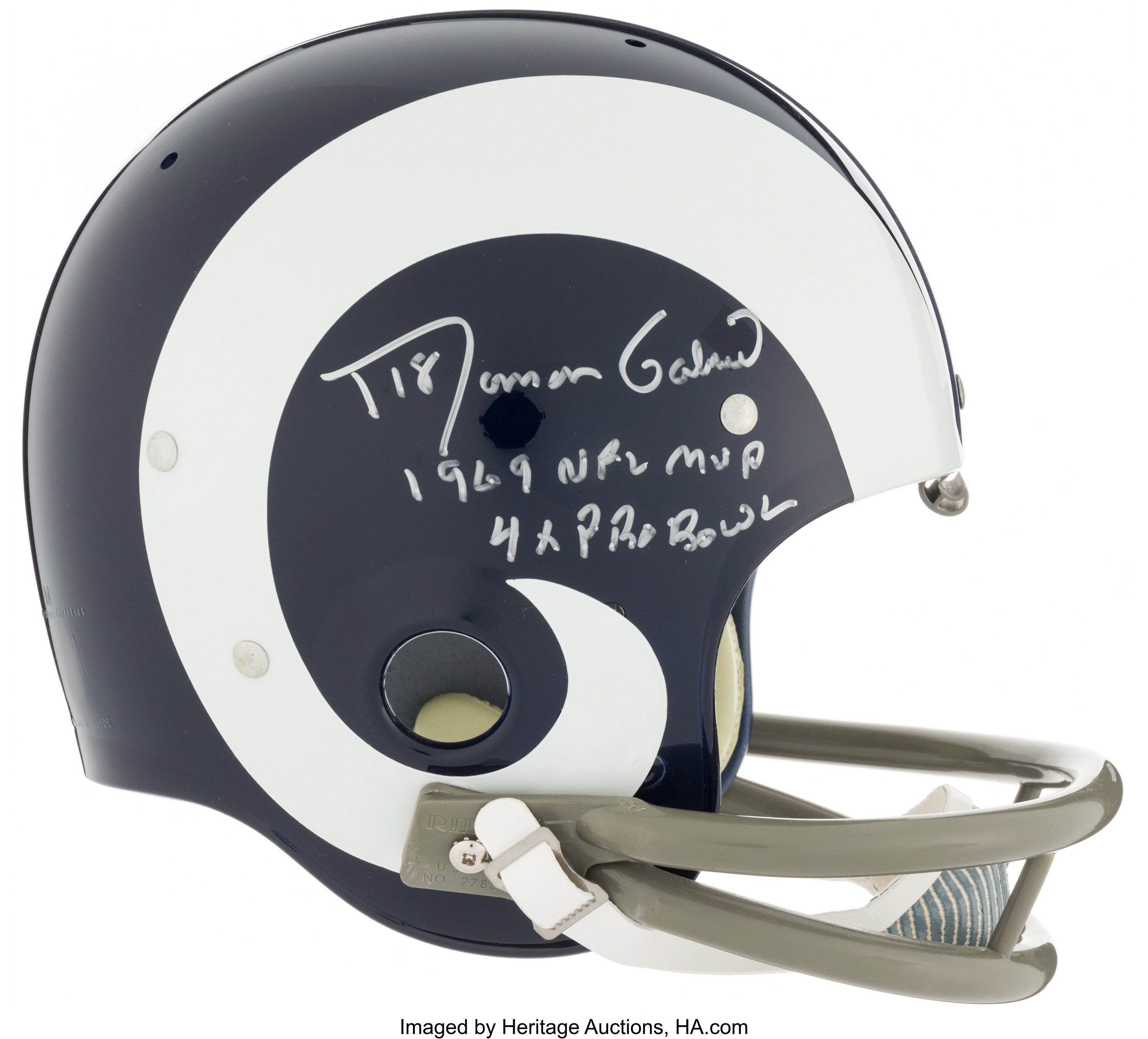 Los Angeles Rams Roman Gabriel Autographed MIni Helmet - Carls