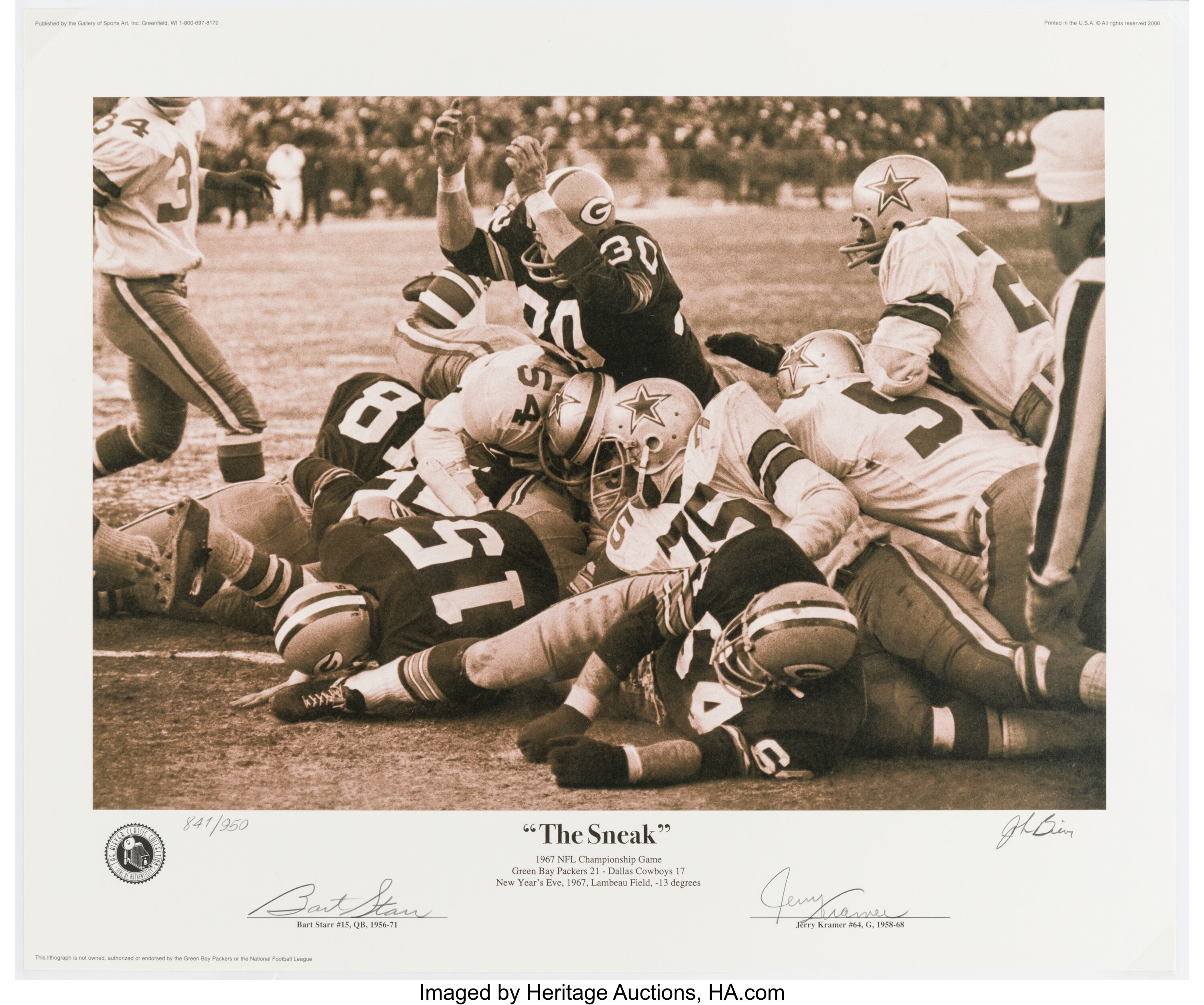 Jerry Kramer Green Bay Packers Limited Edition Lithograph