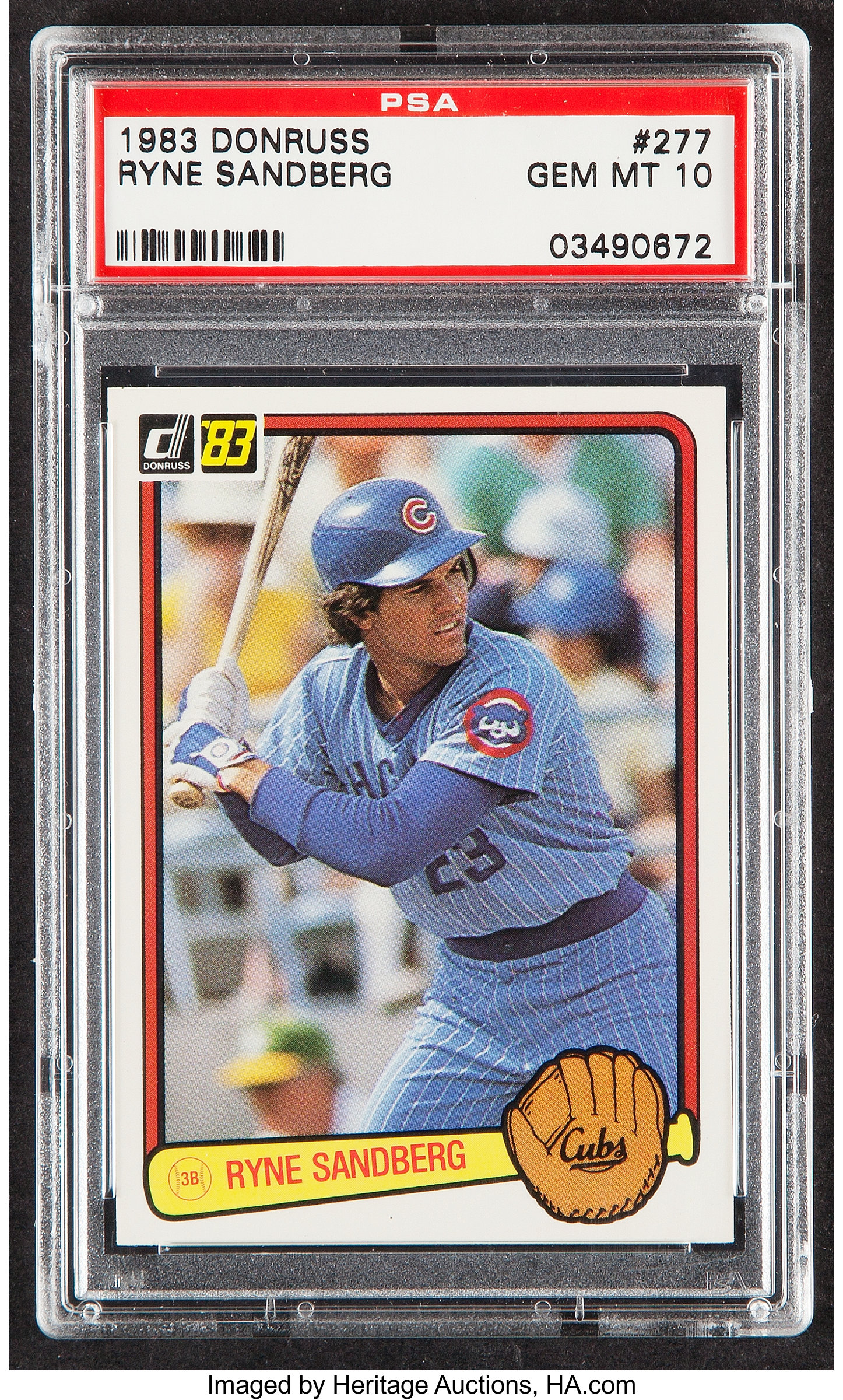 1983 Donruss Ryne Sandberg #277 PSA Gem Mint 10. Baseball Cards, Lot  #44066