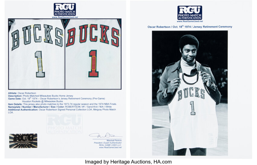 1973 74 Oscar Robertson Game Worn Milwaukee Bucks Jersey with Lot 50115 Heritage Auctions