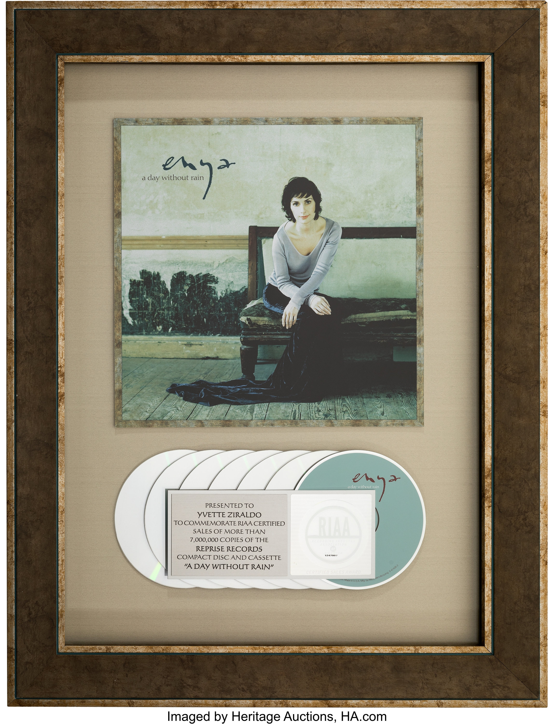 Enya A Day Without Rain RIAA Hologram Multi-Platinum Sales Award
