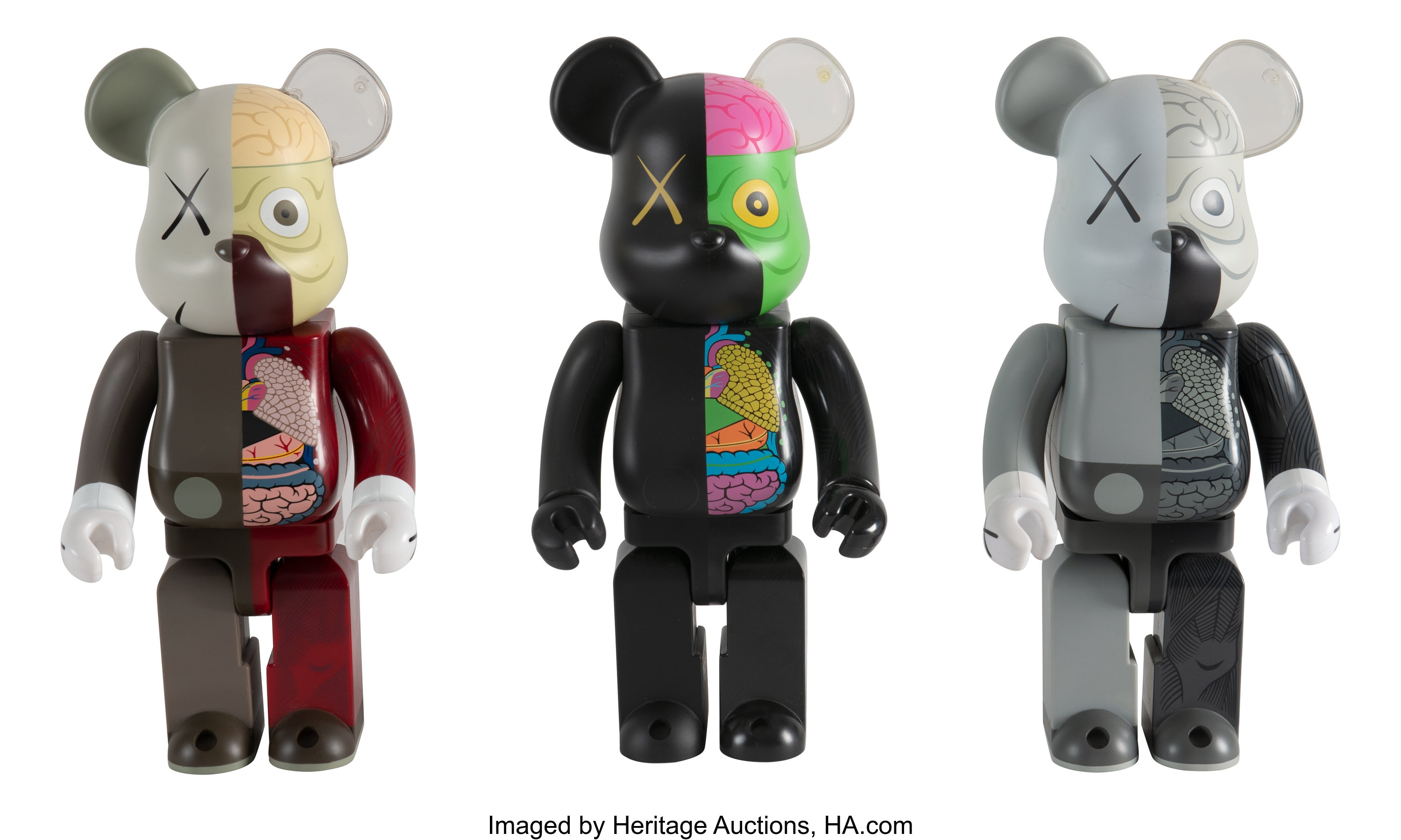 KAWS X BE@RBRICK. Dissected Companion 400%, set of three, 2008. | Lot ...