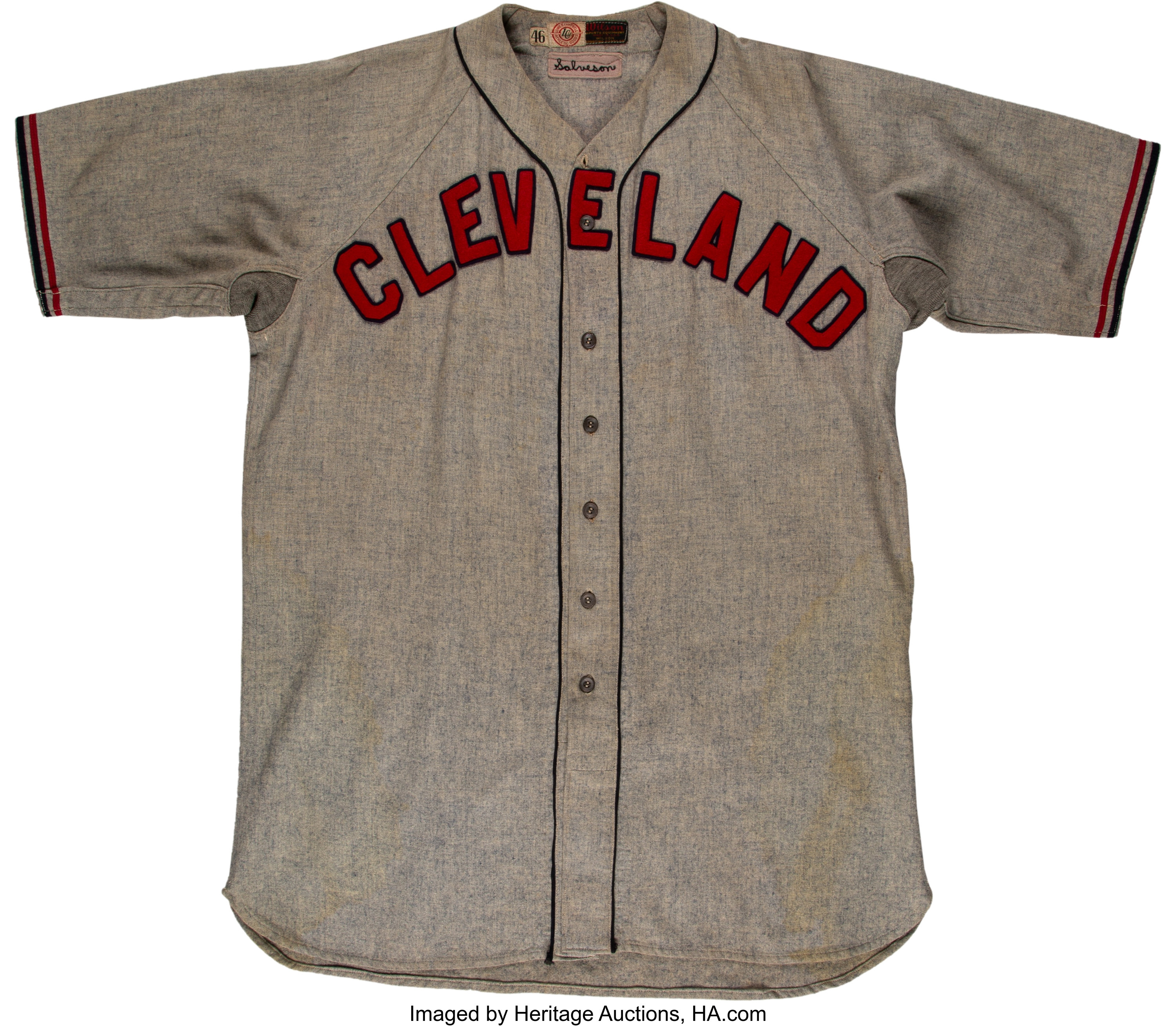 1943-45 Jack Salveson Game Worn Cleveland Indians Jersey., Lot #57937