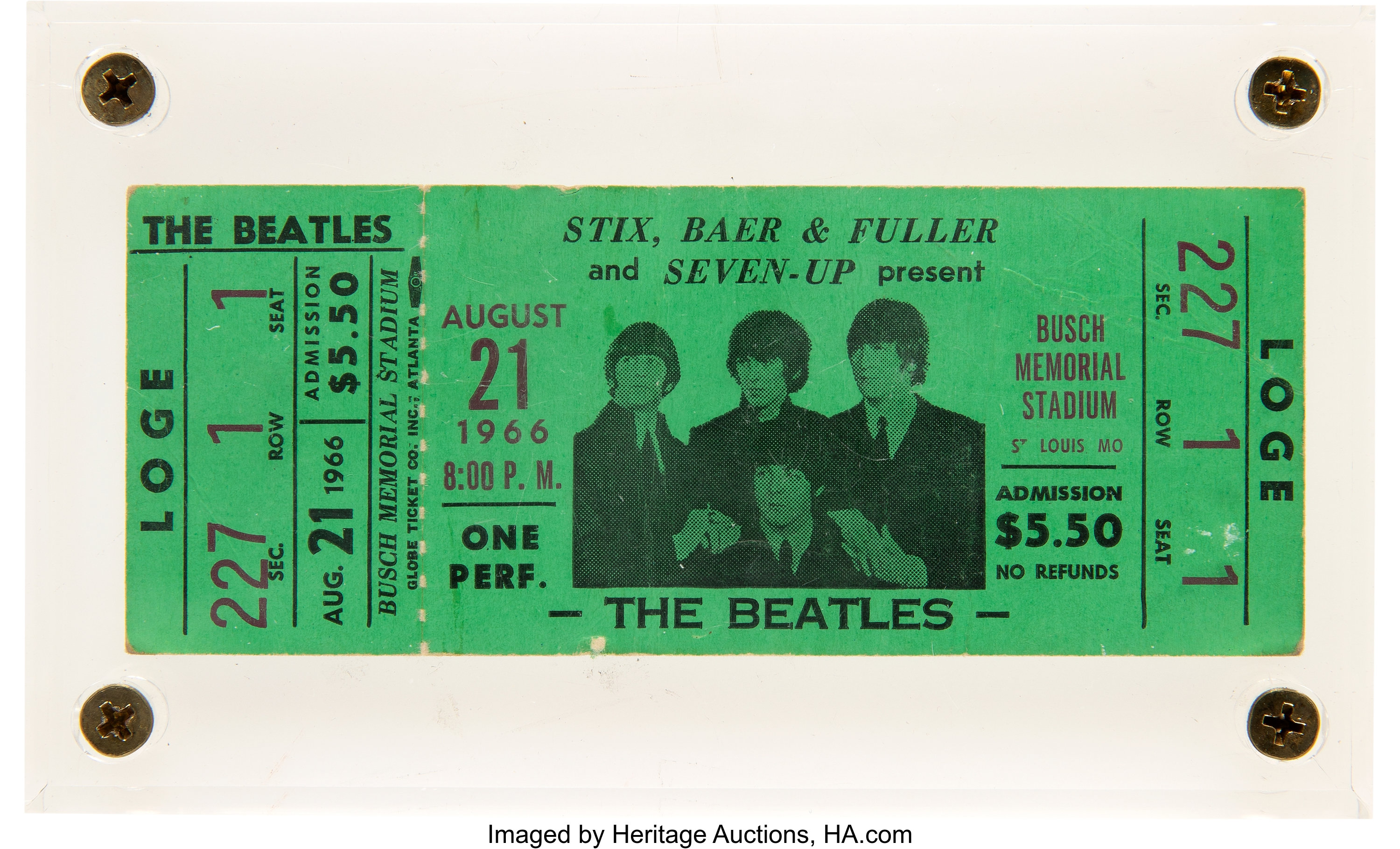 The Beatles Unused Busch Memorial Stadium Ticket August 21 (1966 ...