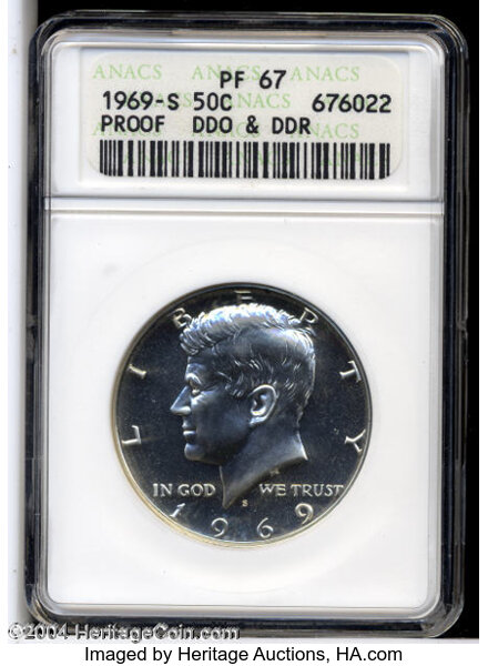 Lot - 20 Silver Proof 1969 S Kennedy Half Dollars