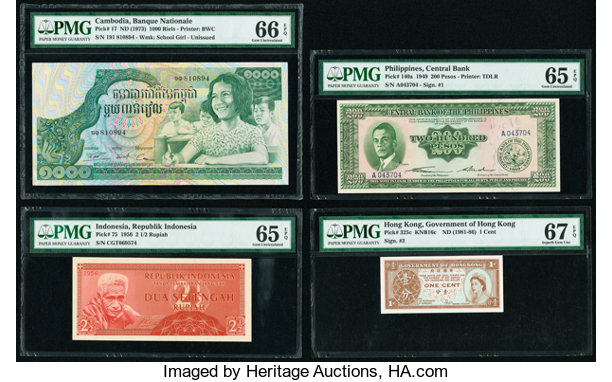 Laos Banque Nationale du Laos 100 Kip ND (1957) Pick 6a PMG Gem