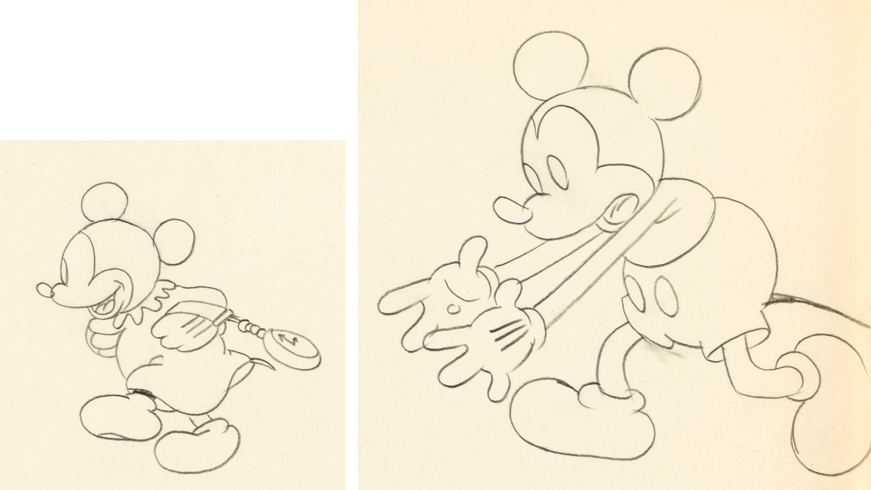 Mickey's Nightmare Mickey Mouse Animation Drawing Group of 2 (Walt ...