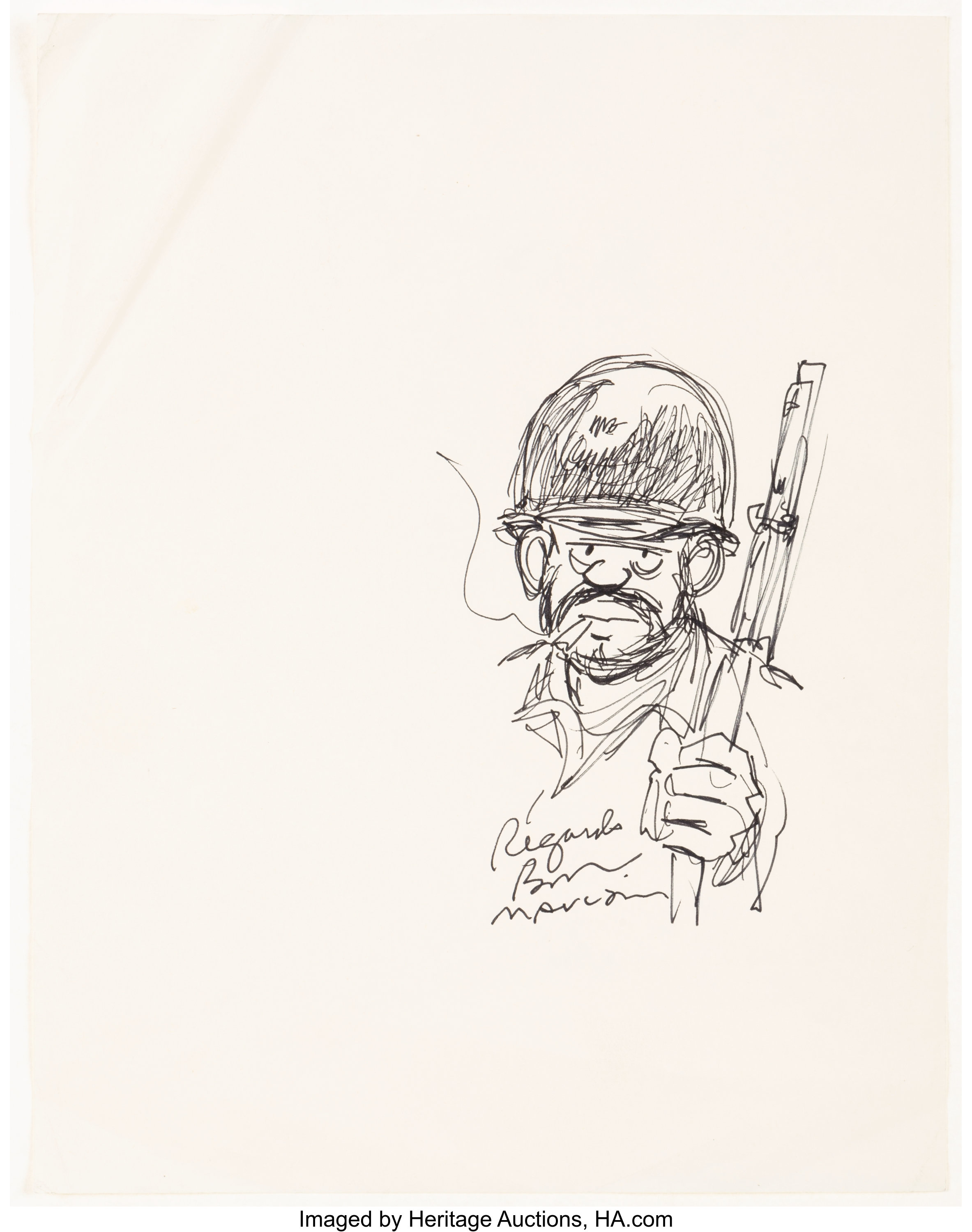 Bill Mauldin Mug Shot of Infantryman Joe Original Art (c. | Lot #17742 ...