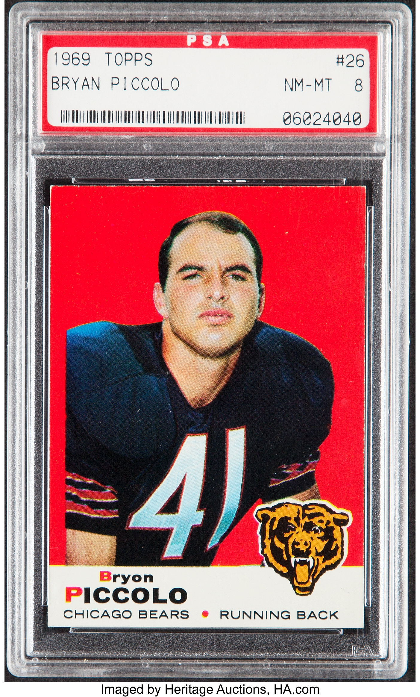 1969 Topps Brian Piccolo #26 PSA NM-MT 8. Football Cards Singles, Lot  #42125