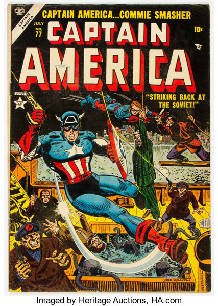 Golden Age (1938-1955):Superhero, Captain America Comics #77 (Atlas, 1954) Condition: Qualified VG/FN....