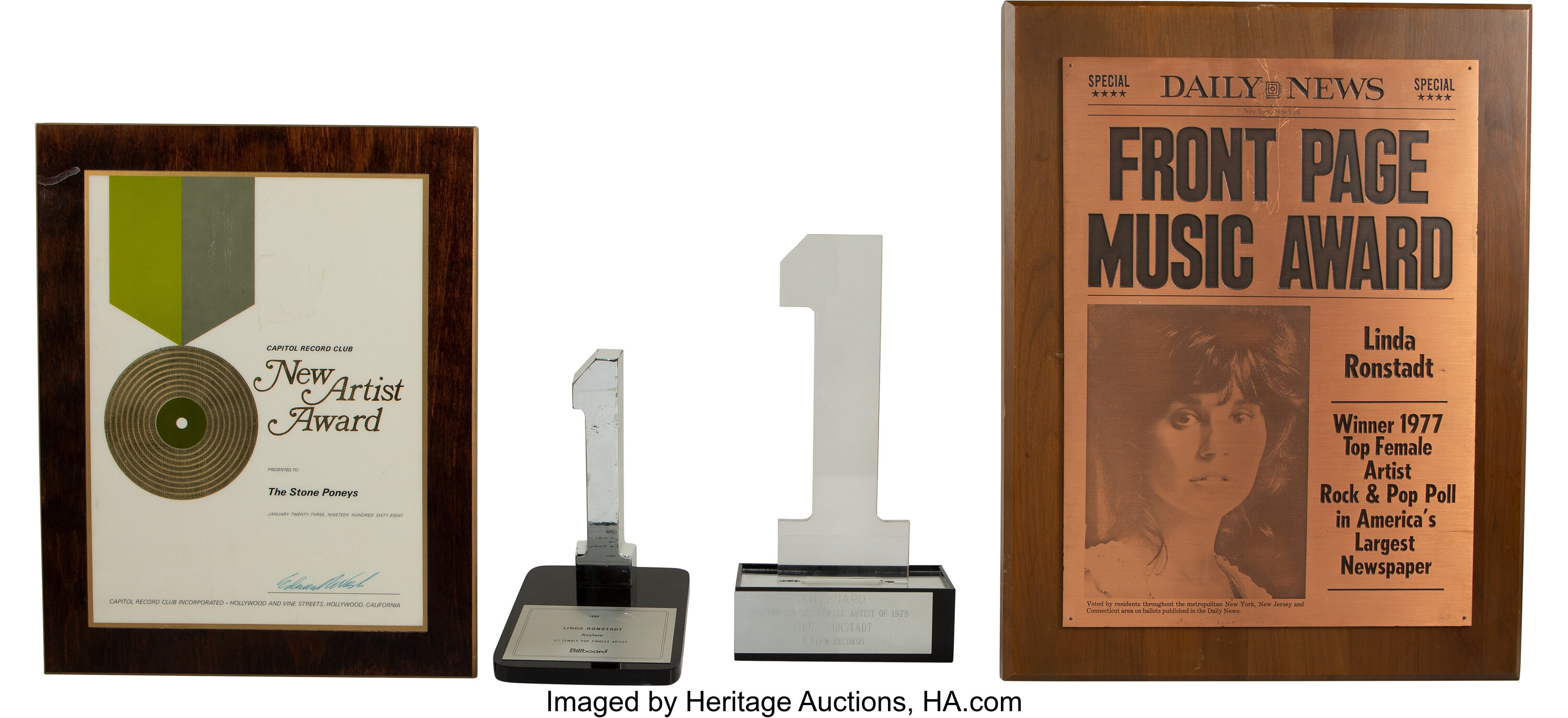 linda-ronstadt-various-awards-4-total-4-items-music-lot