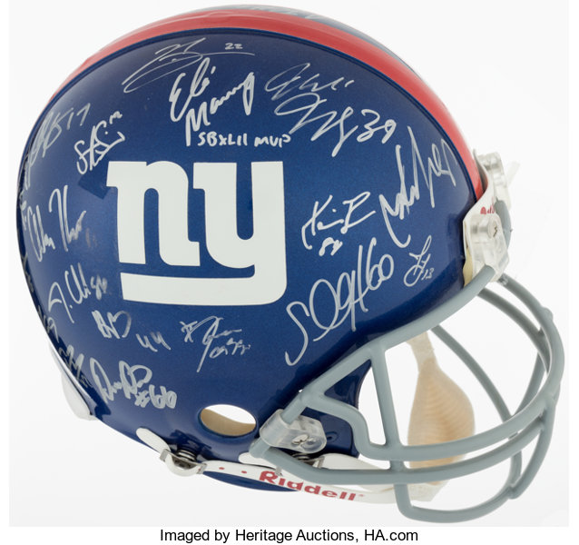 Eli Manning Signed New York Giants Photo: Super Bowl XLII Helmet Catch