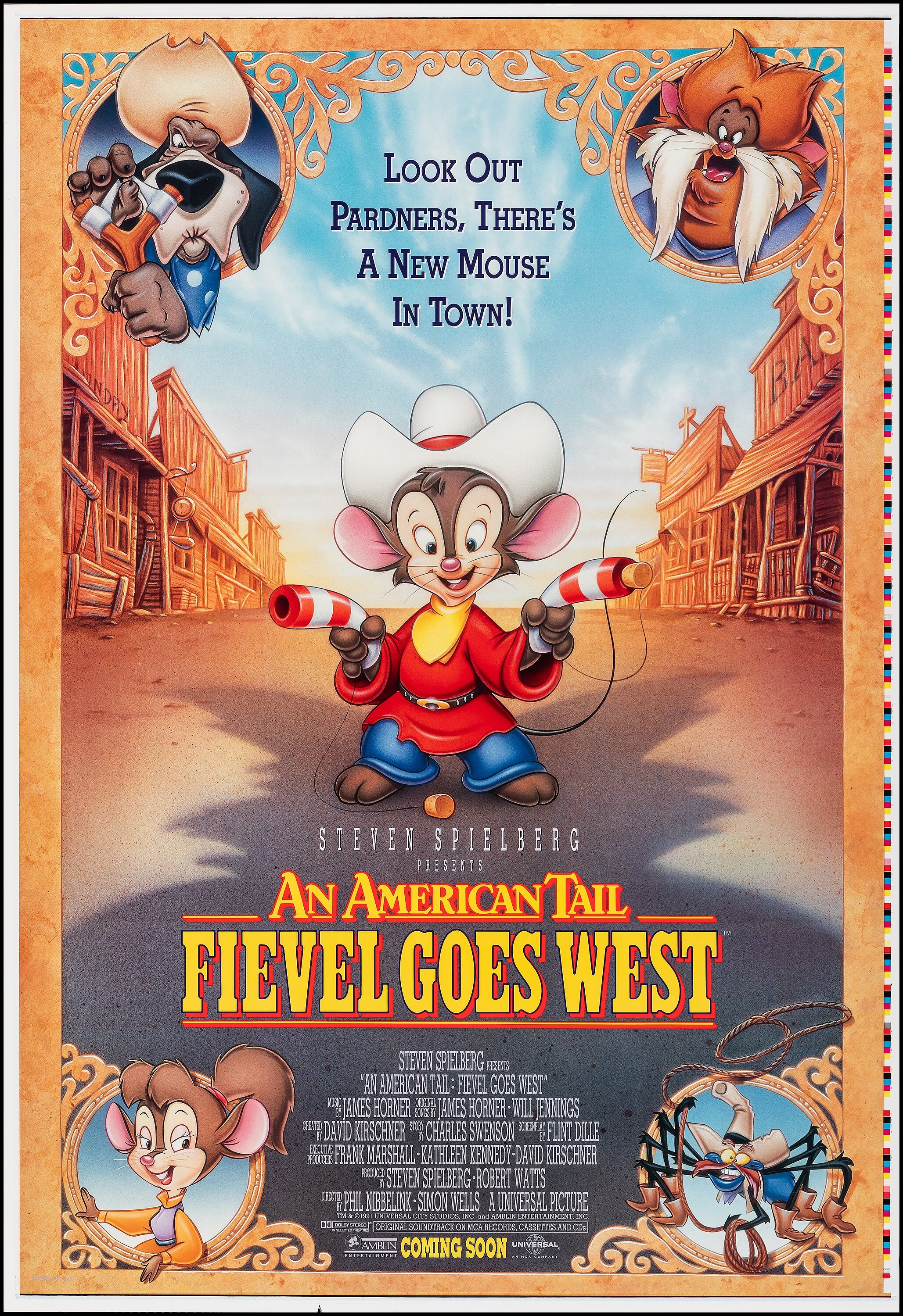  An American Tail - Fievel Goes West : Dom DeLuise, Amy Irving,  James Stewart, John Cleese, Jon Lovitz, Phillip Glasser, Nehemiah Persoff,  Cathy Cavadini, Erica Yohn, Simon Wells, Phil Nibbelink, Steven