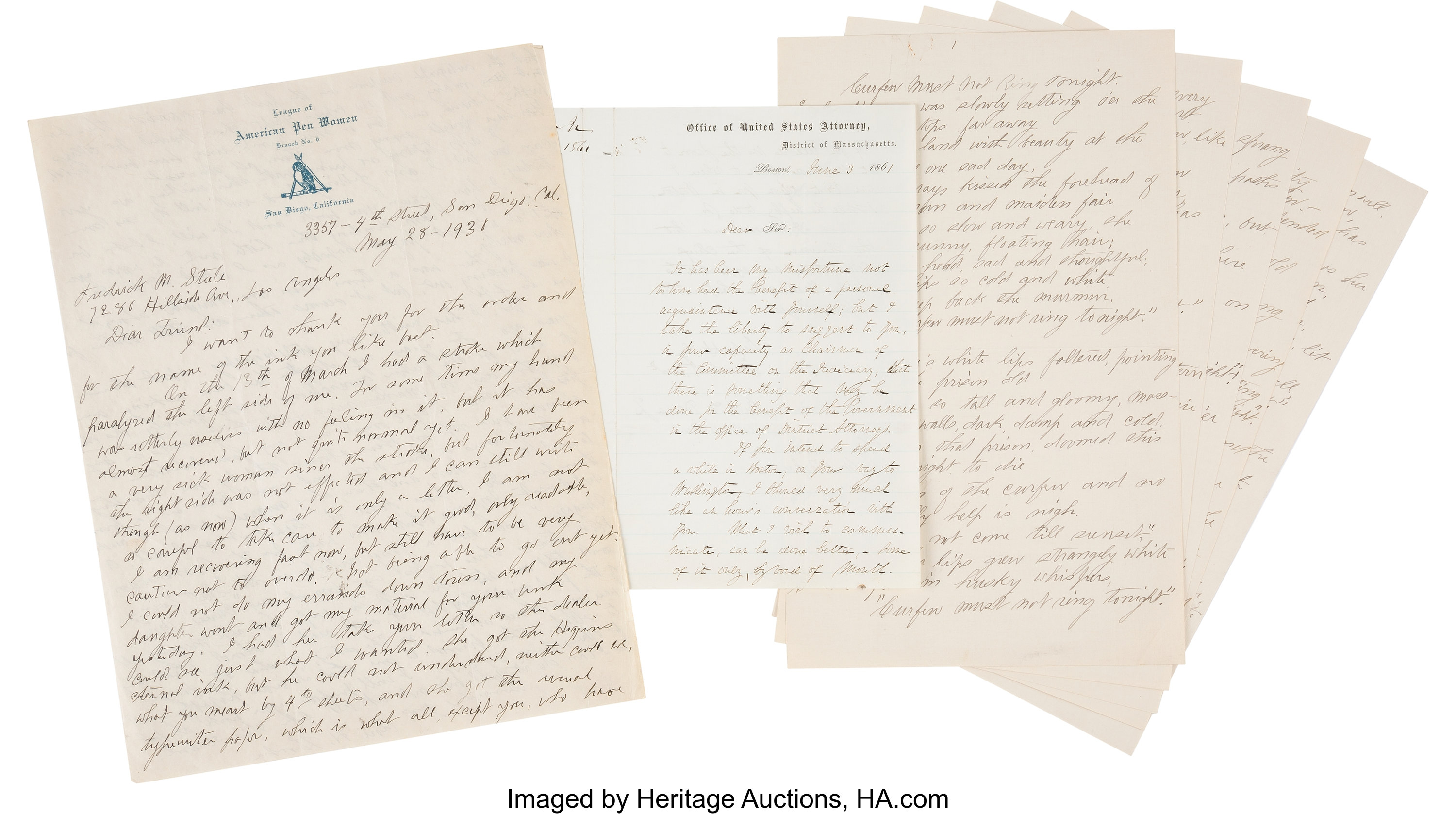 Rose Hartwick Thorpe Autograph Letter Signed and Autograph | Lot #47605 ...