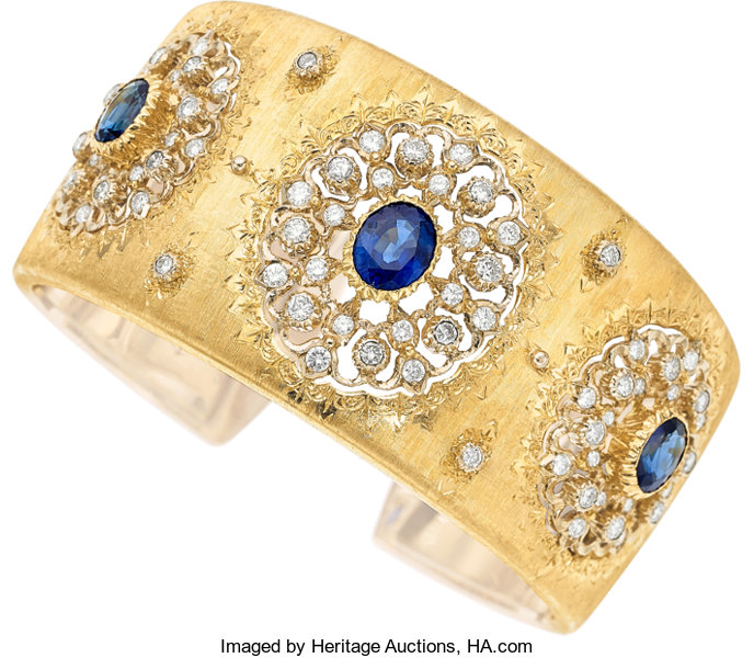 Buccellati 18K Gold and Silver Sapphire Diamond Bracelet