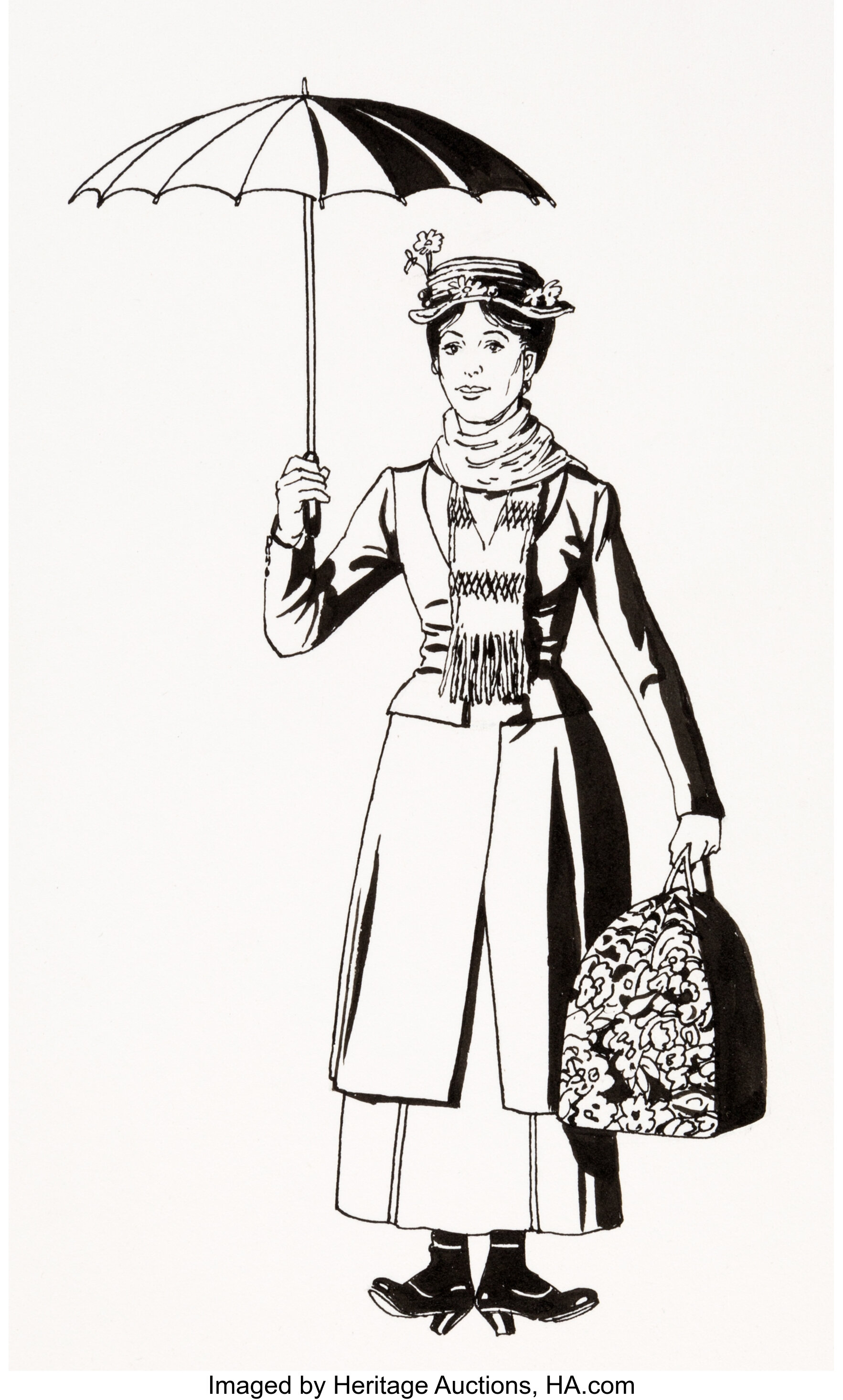 Mary Poppins Book Illustration Original Art (Walt Disney, c. | Lot ...