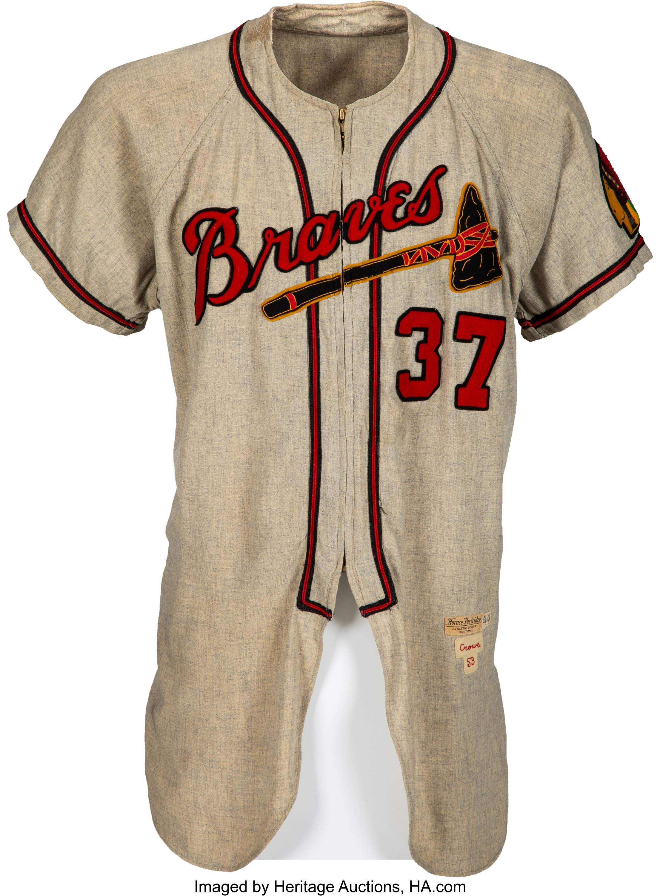 1953 George Crowe Game Worn Milwaukee Braves Jersey.  Baseball, Lot  #81085