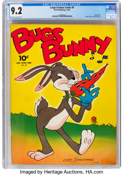 Golden Age (1938-1955):Cartoon Character, Large Feature Comic (Series II) #8 Bugs Bunny (Dell, 1942) CGC NM- 9.2 Off-white to white pages....