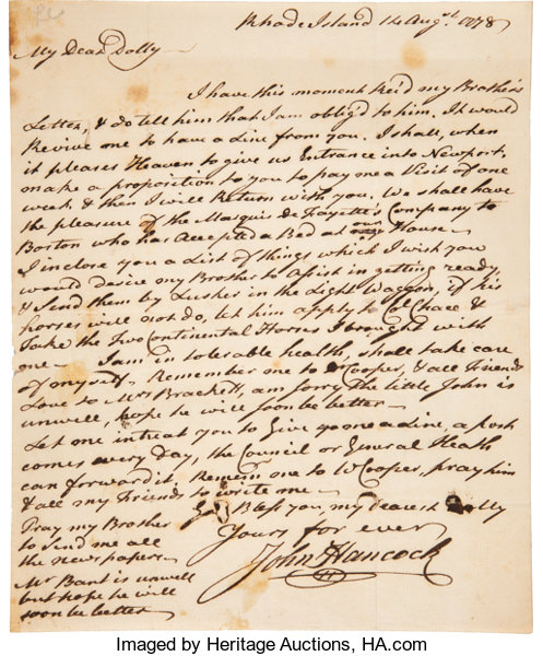 John Hancock Autographs and Signed Historical Documents