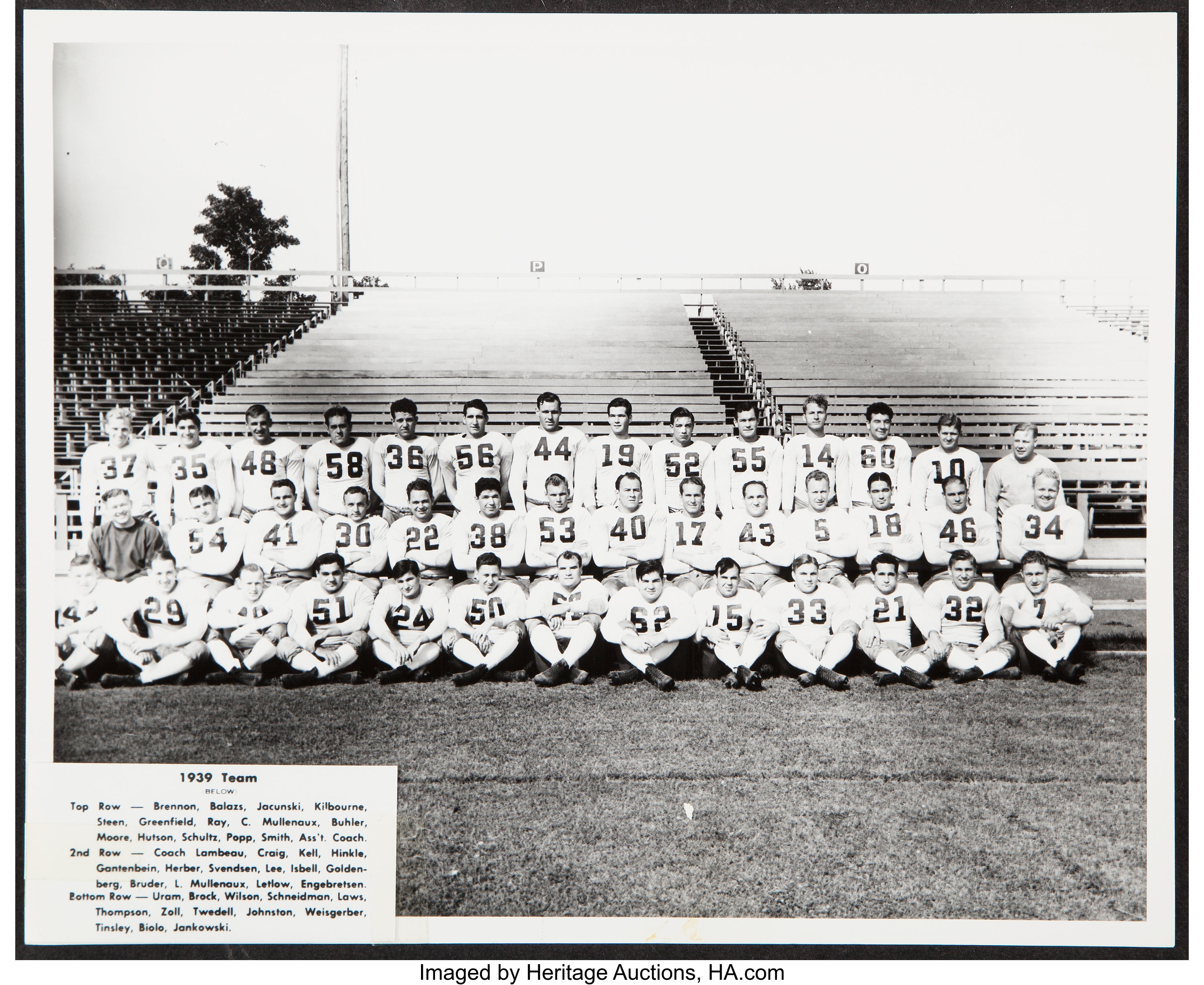 1939 Green Bay Packers Team Photo.... Football Collectibles Photos ...