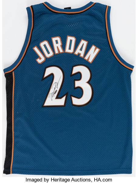 Michael Jordan Washington Wizards Autographed Blue Art Jersey