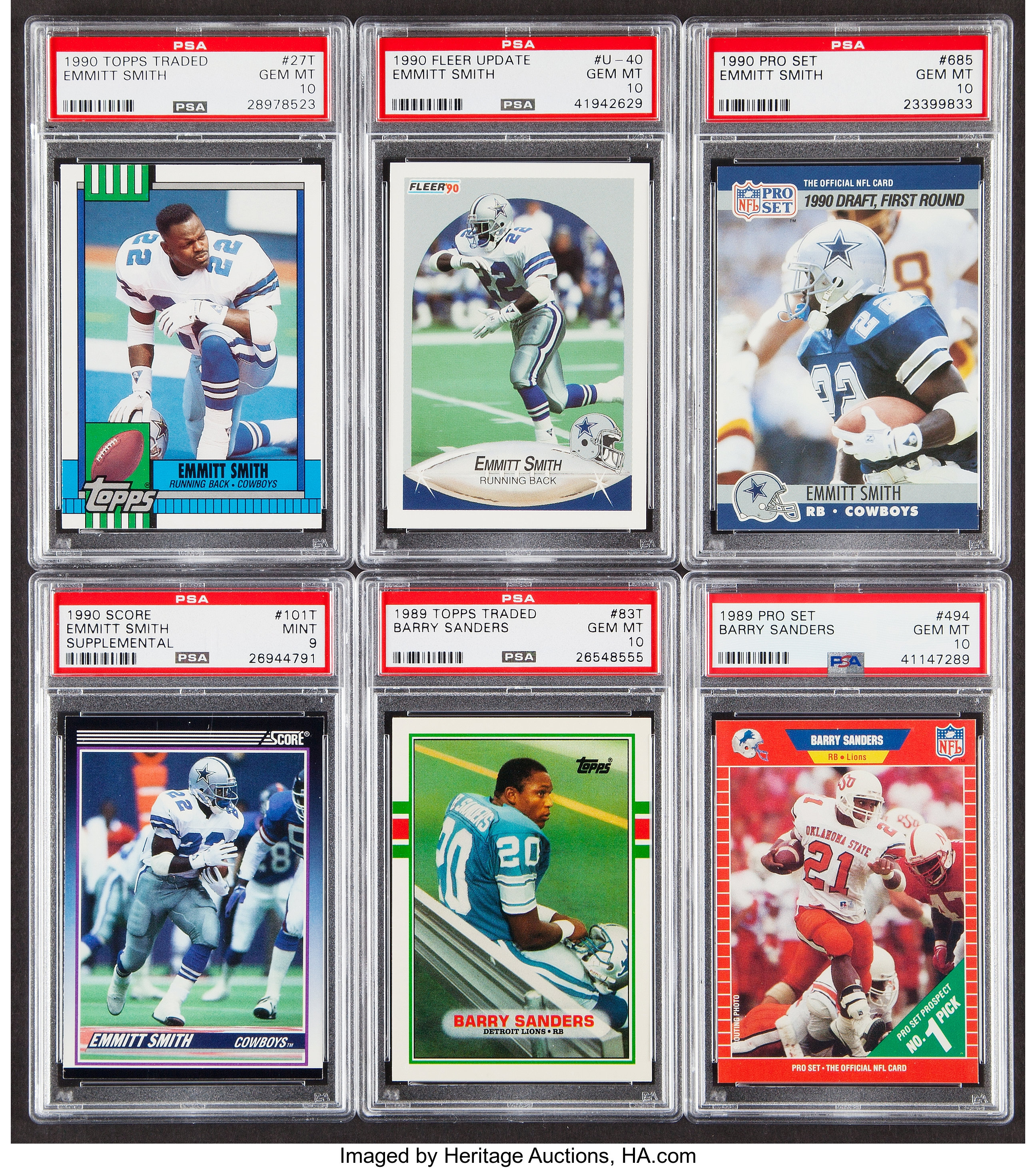 Lot - 1989 Topps Traded Barry Sanders Rookie Card PSA 9