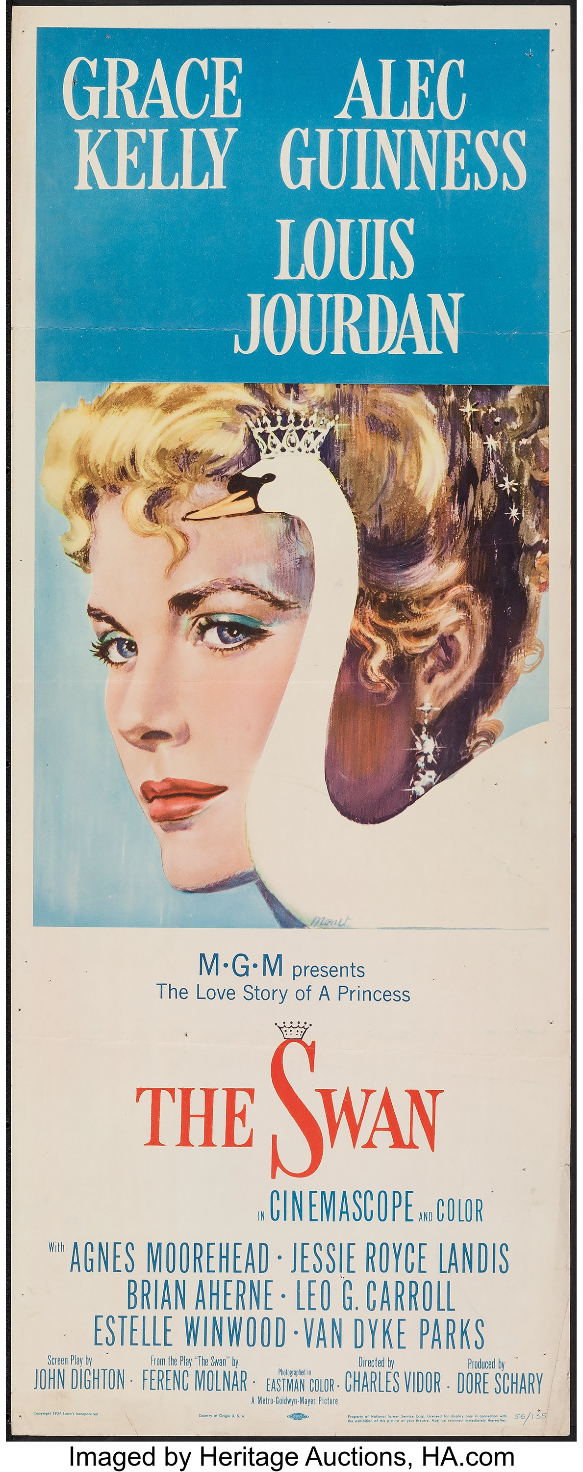 The Swan (MGM, 1956). Folded, Fine/Very Fine. Insert (14