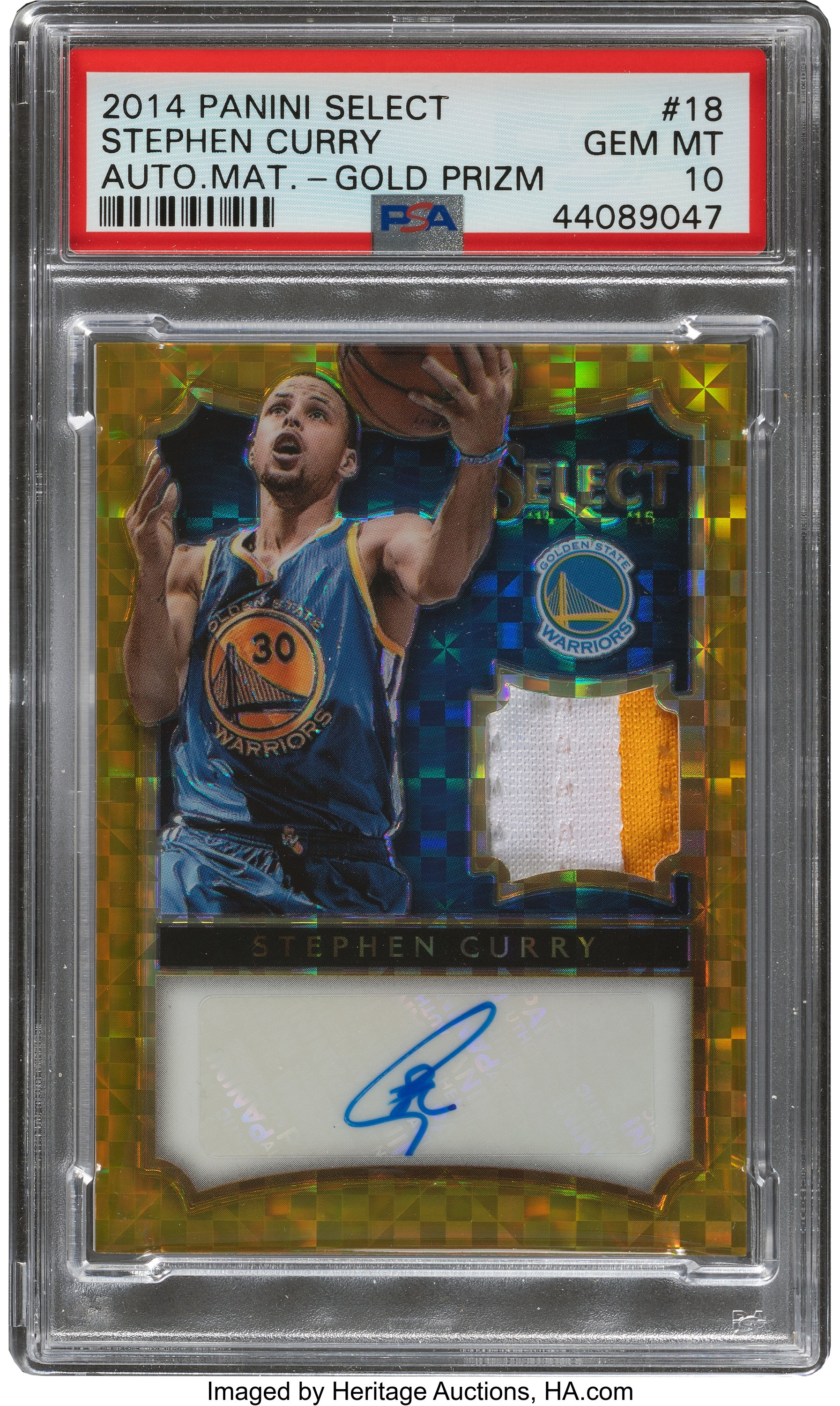 2014 Panini Select Stephen Curry Autograph Materials Gold Prizm ...