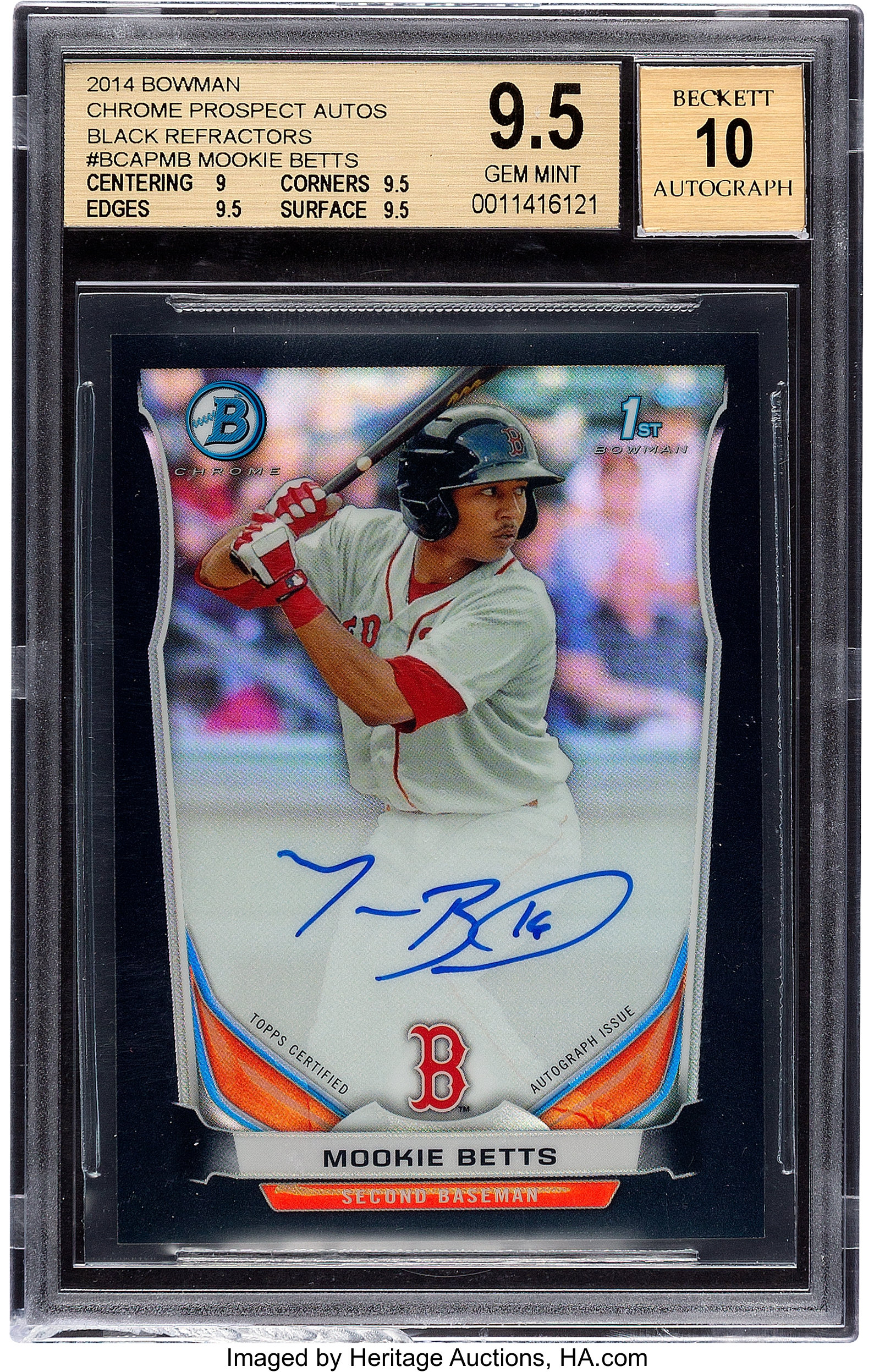 2014 Bowman Chrome Prospects Baseball #BCP109 Mookie Betts Pre-Rookie Card  - 1st Bowman Chrome Card