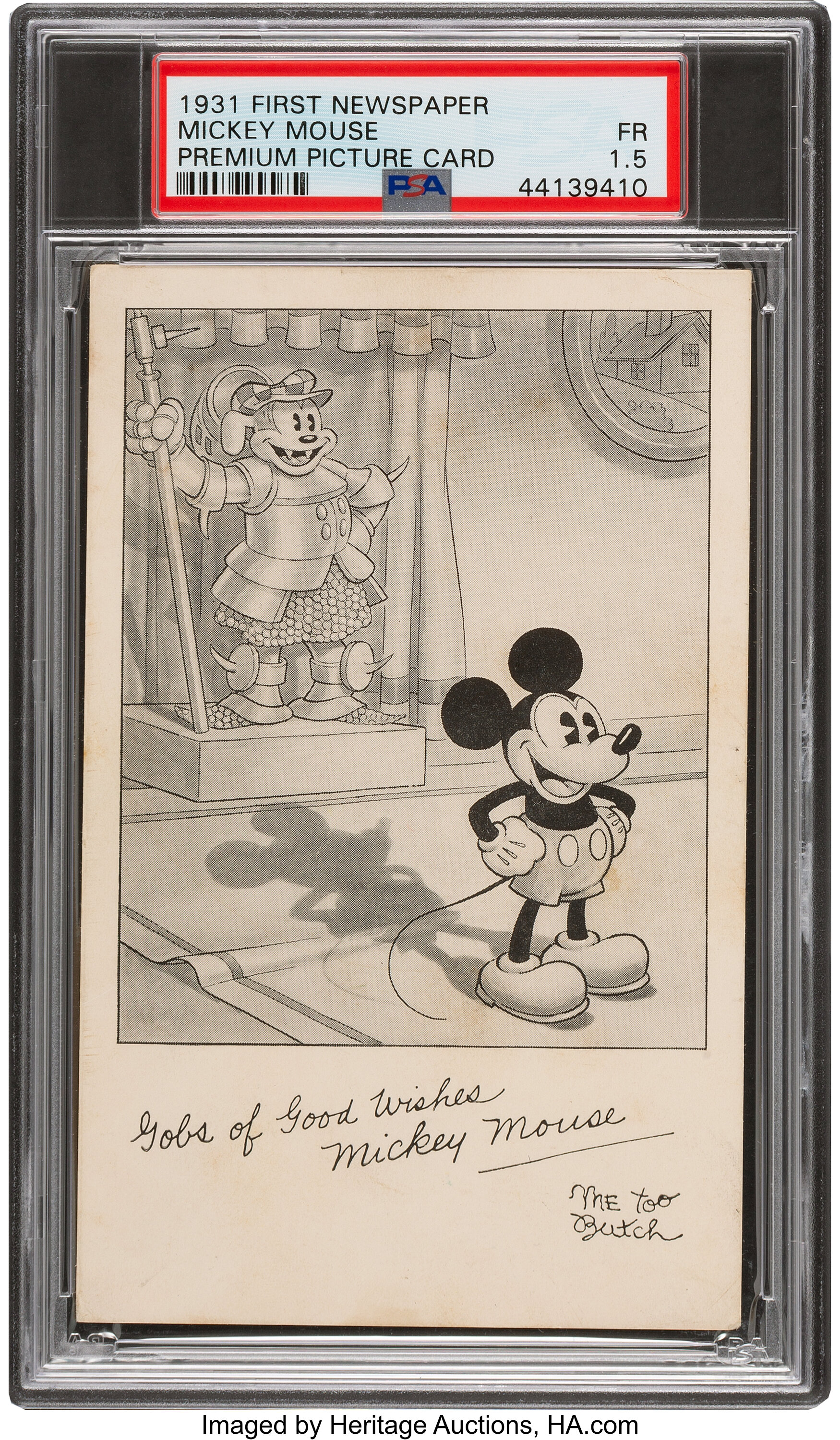 1931 First Newspaper Walt Disney Mickey Mouse Premium Card PSA Fair | Lot  #56758 | Heritage Auctions