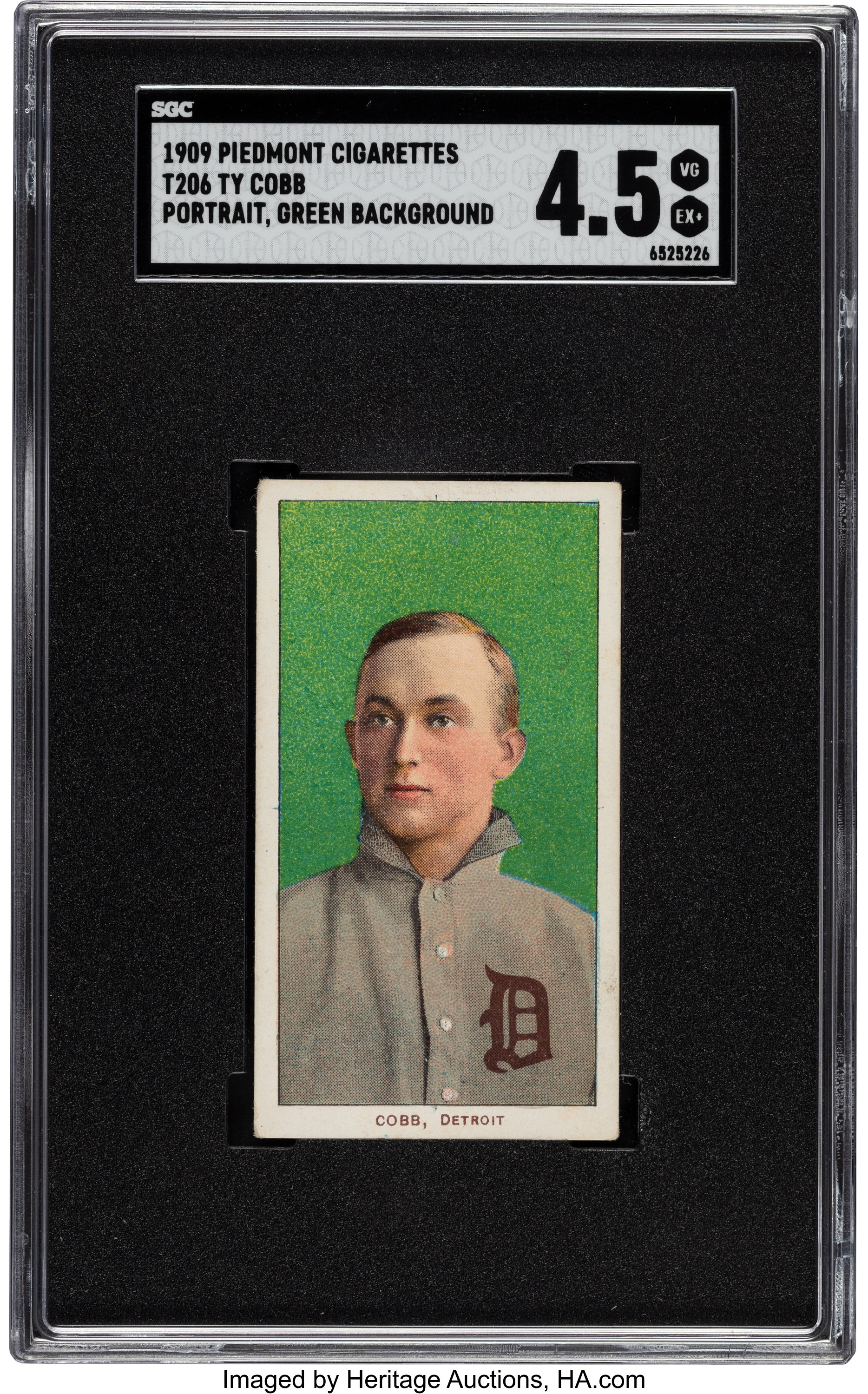 Sold at Auction: 1909-11 T206 Ty Cobb (Portrait, green background).