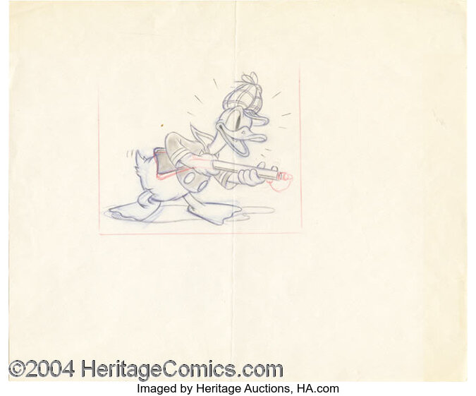 Walt Disney Studios Donald Duck Story Drawing Original Art