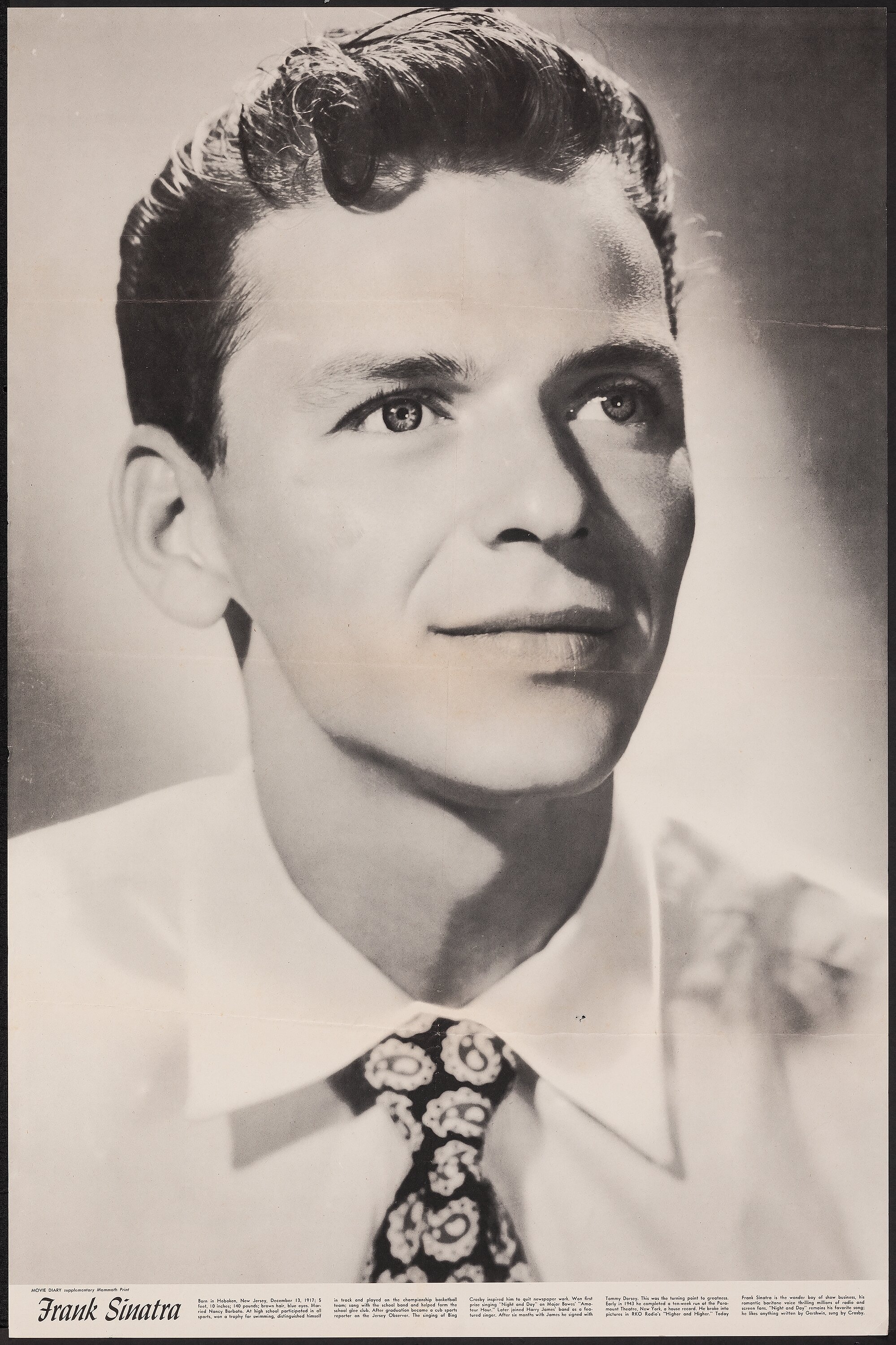 Frank Sinatra (Movie Diary, 1940s). Folded, Very Fine-. Personality | Lot  #52158 | Heritage Auctions