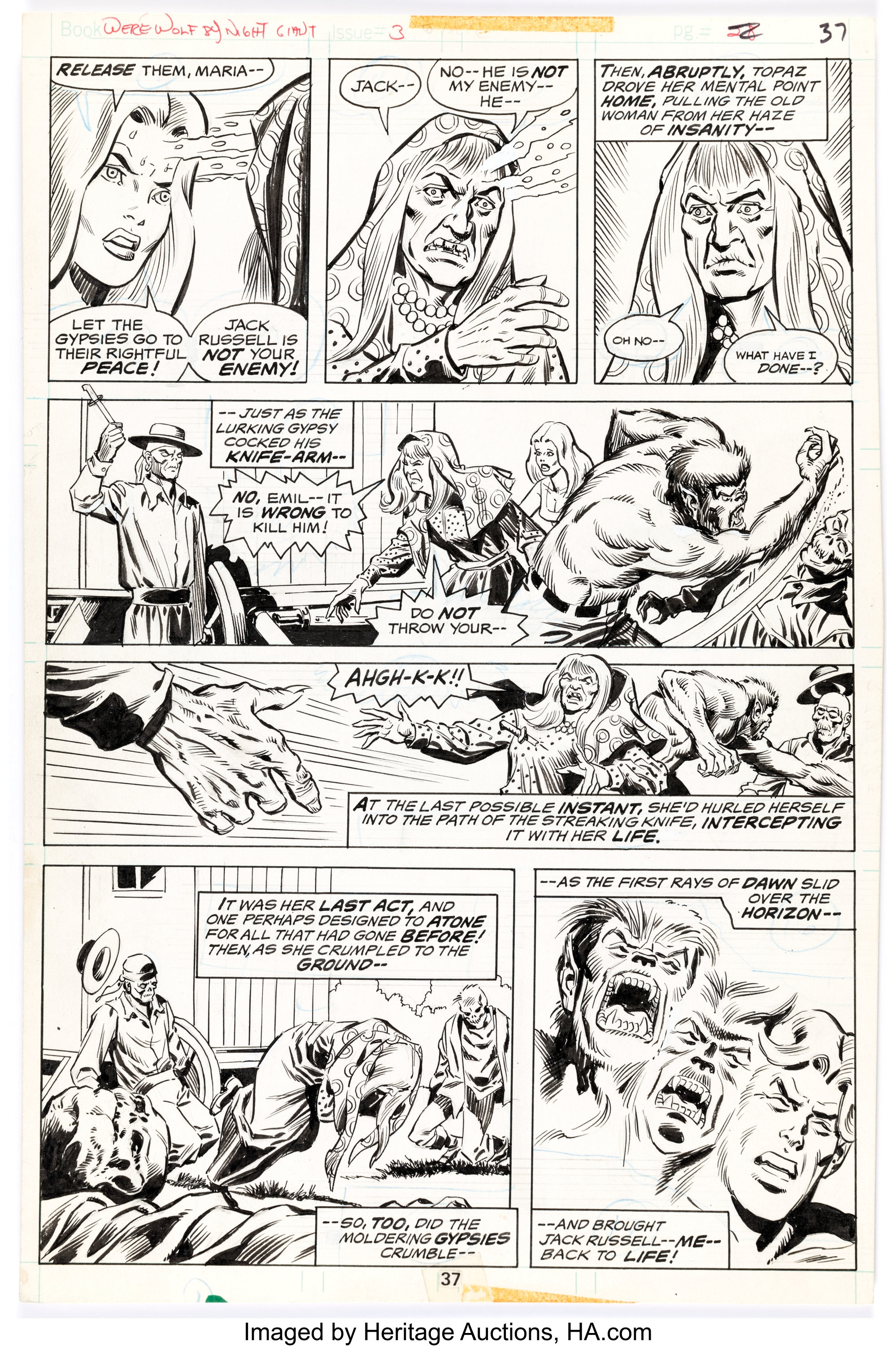 Don Perlin and Sal Trapani Giant-Size Werewolf #3 Page 37 Original ...