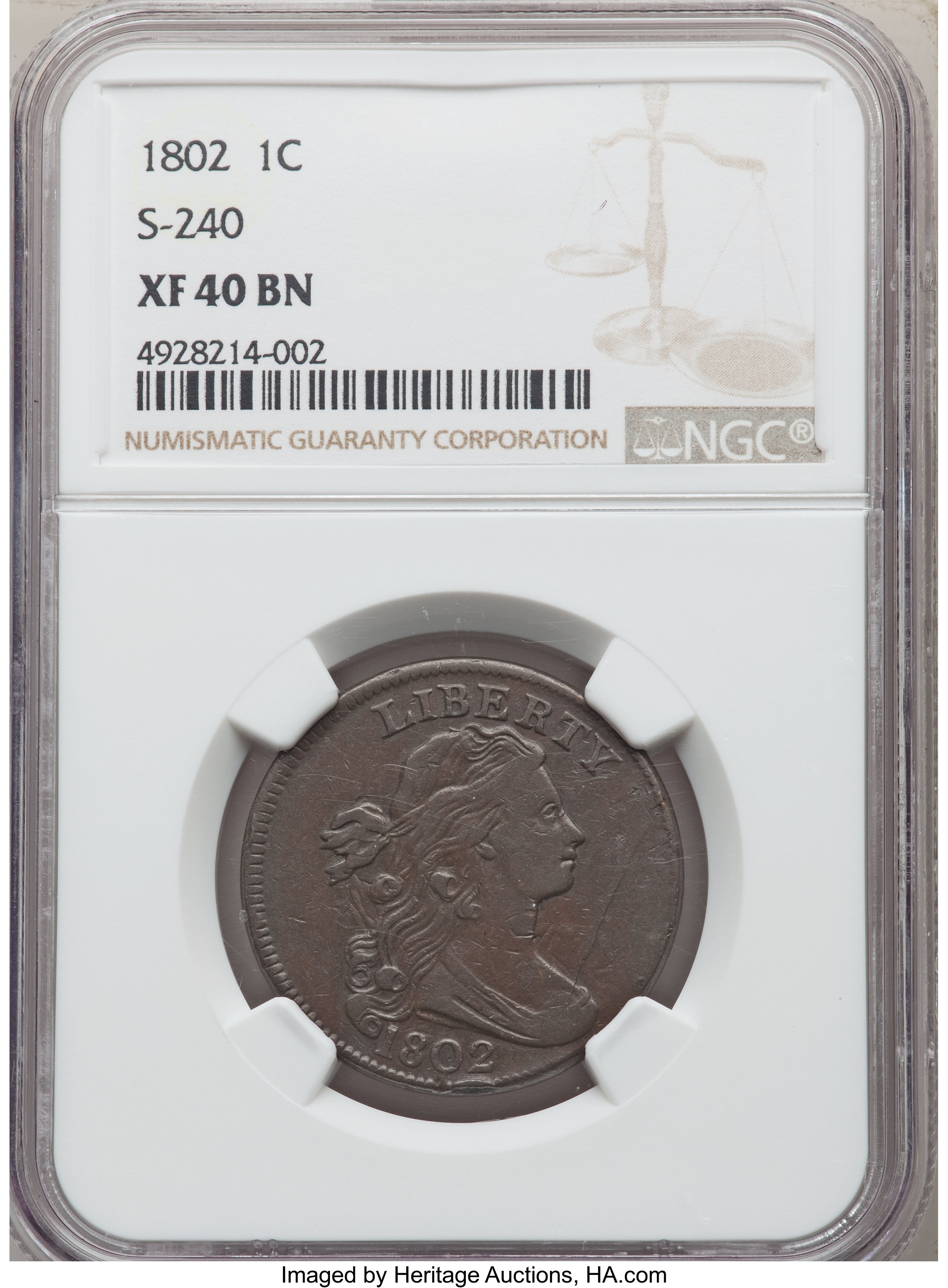 1802 1c S 240 B 18 R 3 Xf40 Ngc Ngc Census 1 1 Pcgs Lot 7015 Heritage Auctions